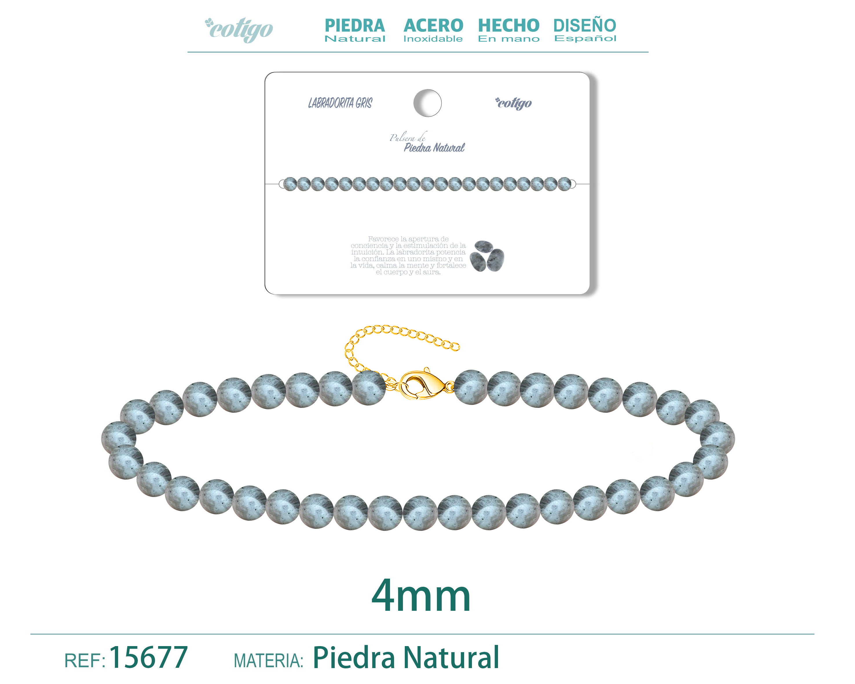 Pulsera Labradorita gris 4mm