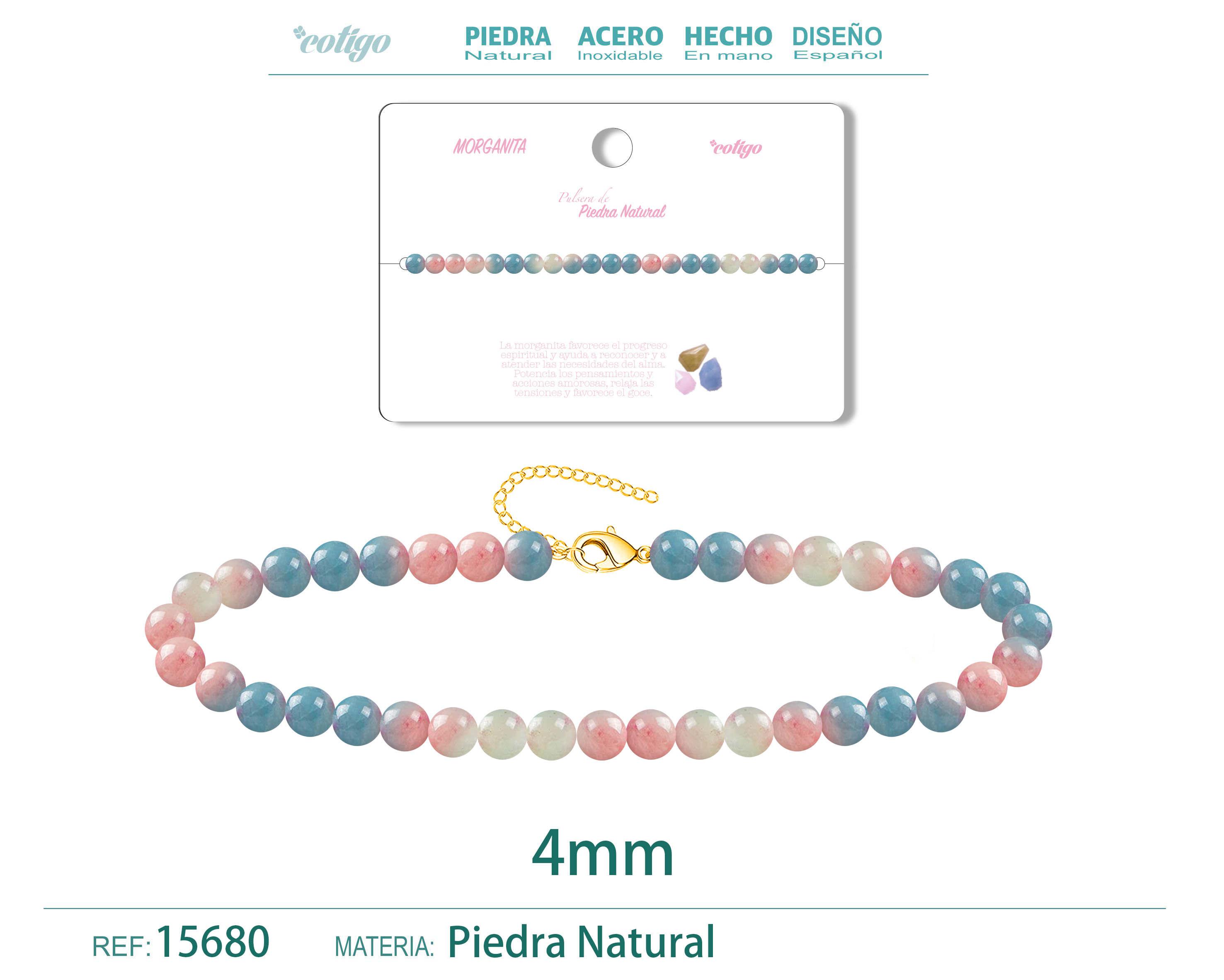 Pulsera Morganita 4mm