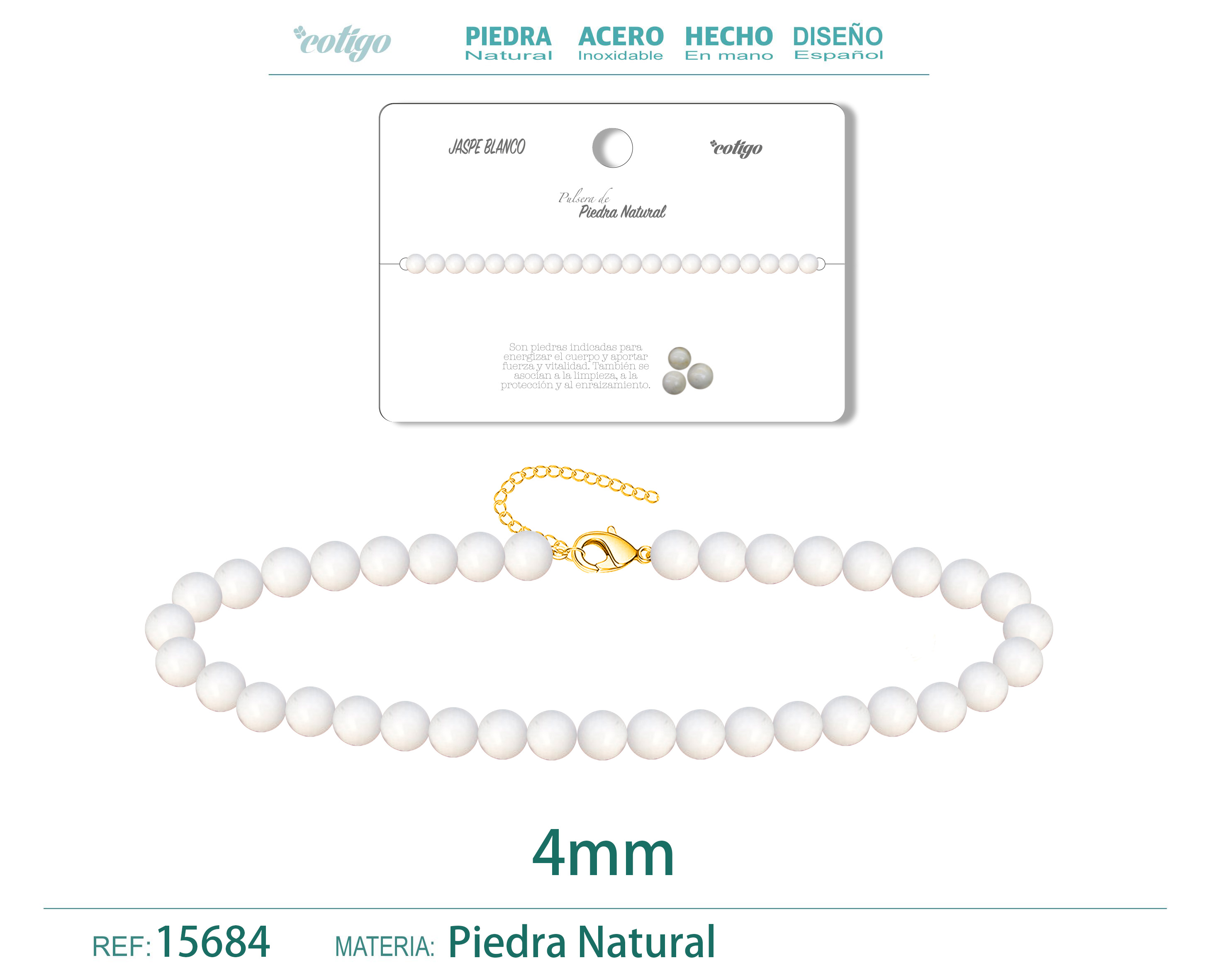 Pulsera Jaspe blanco 4mm
