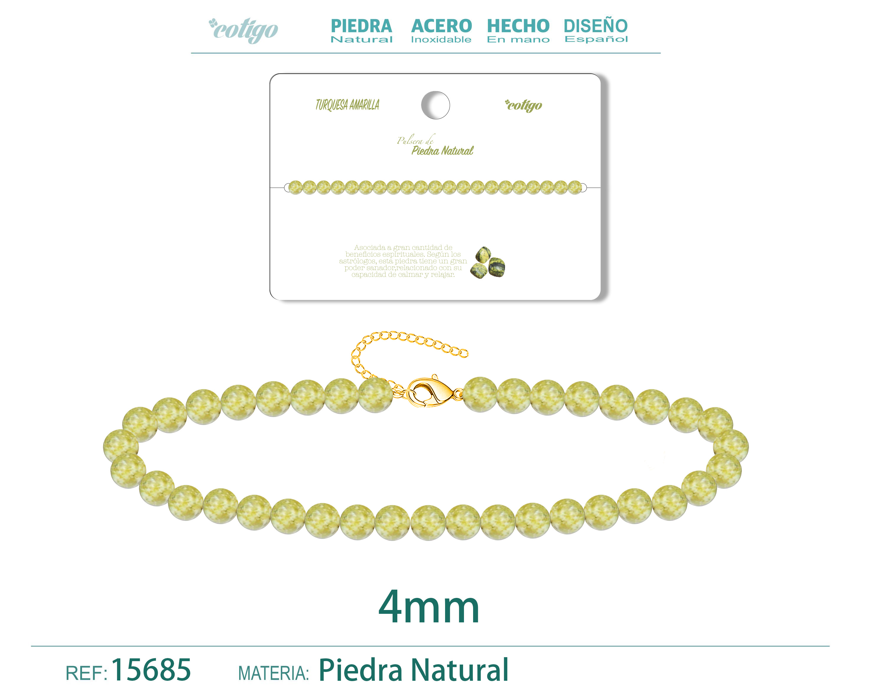 Pulsera Turquesa Amarilla 4mm