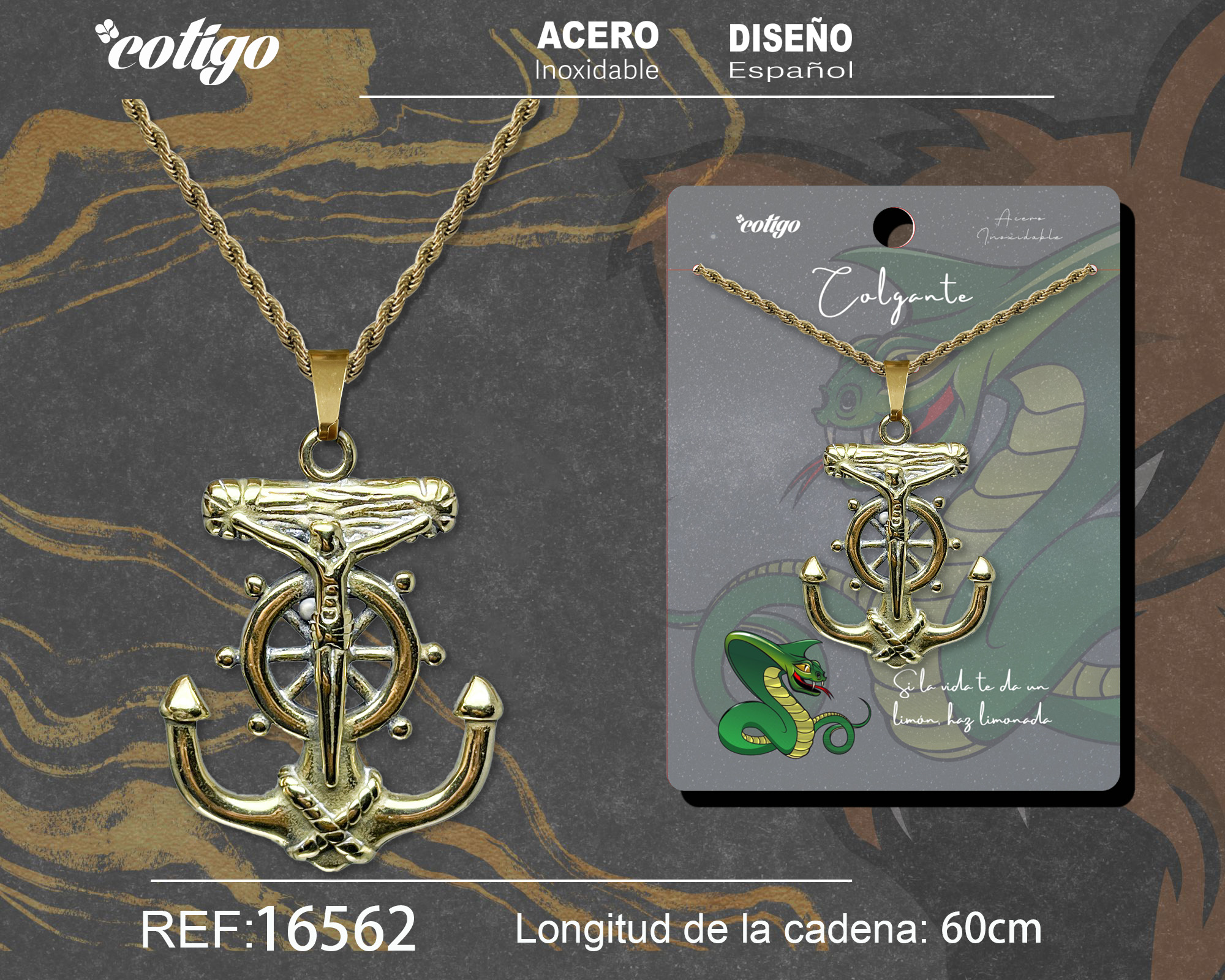 Colgante Hombre Acero color Dorado