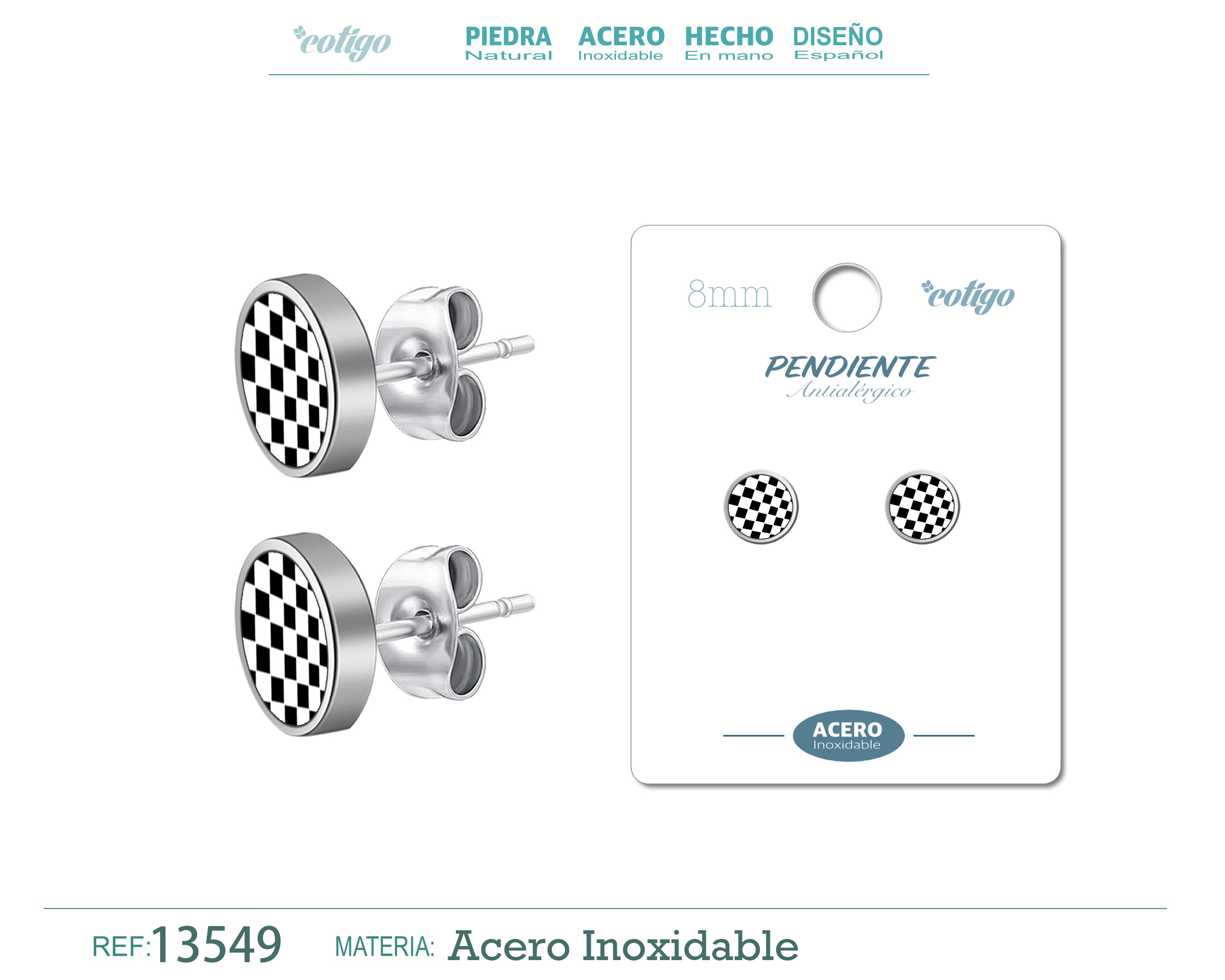 Pendiente Acero color Plateado