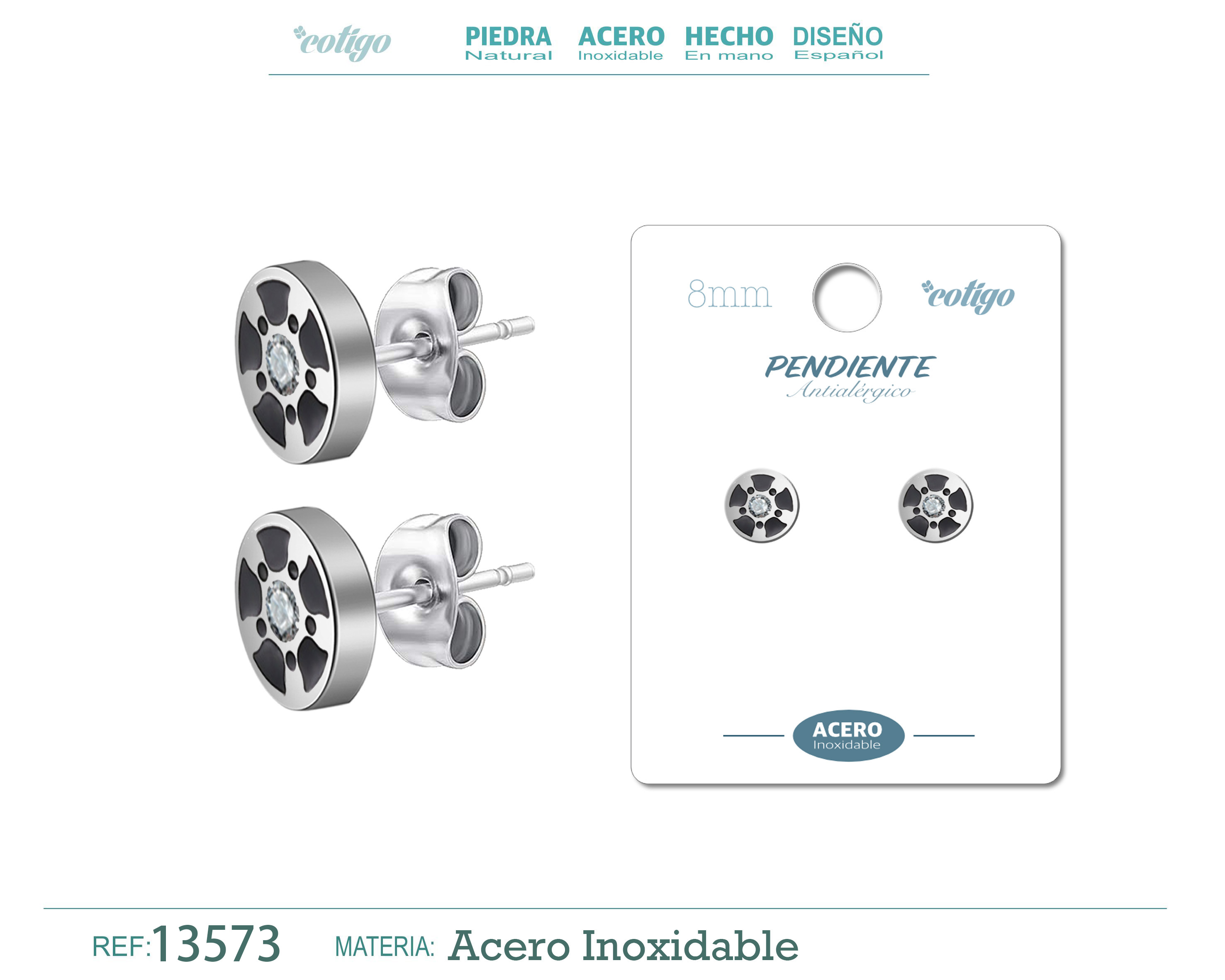 Pendiente Acero color Plateado