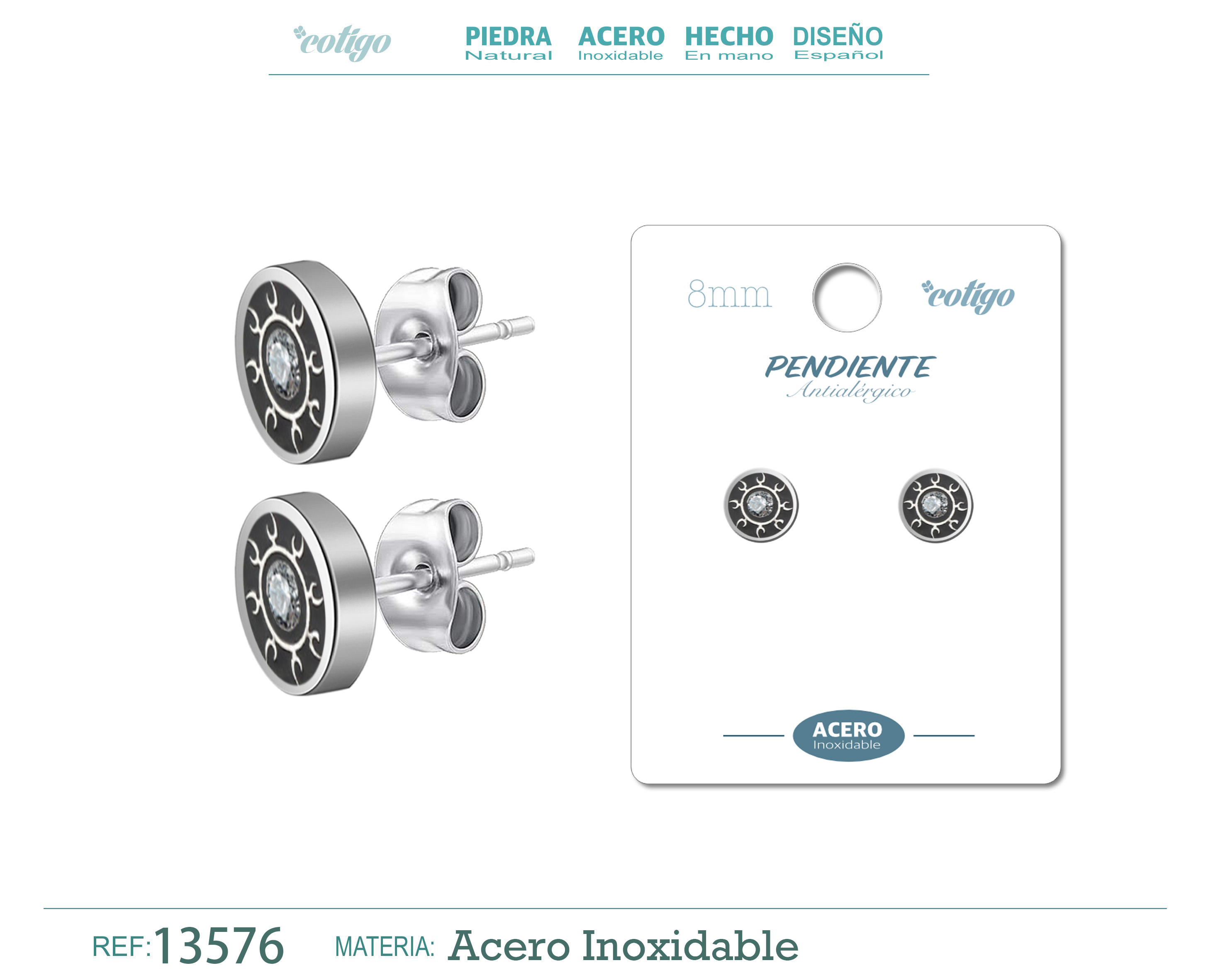Pendiente Acero color Plateado
