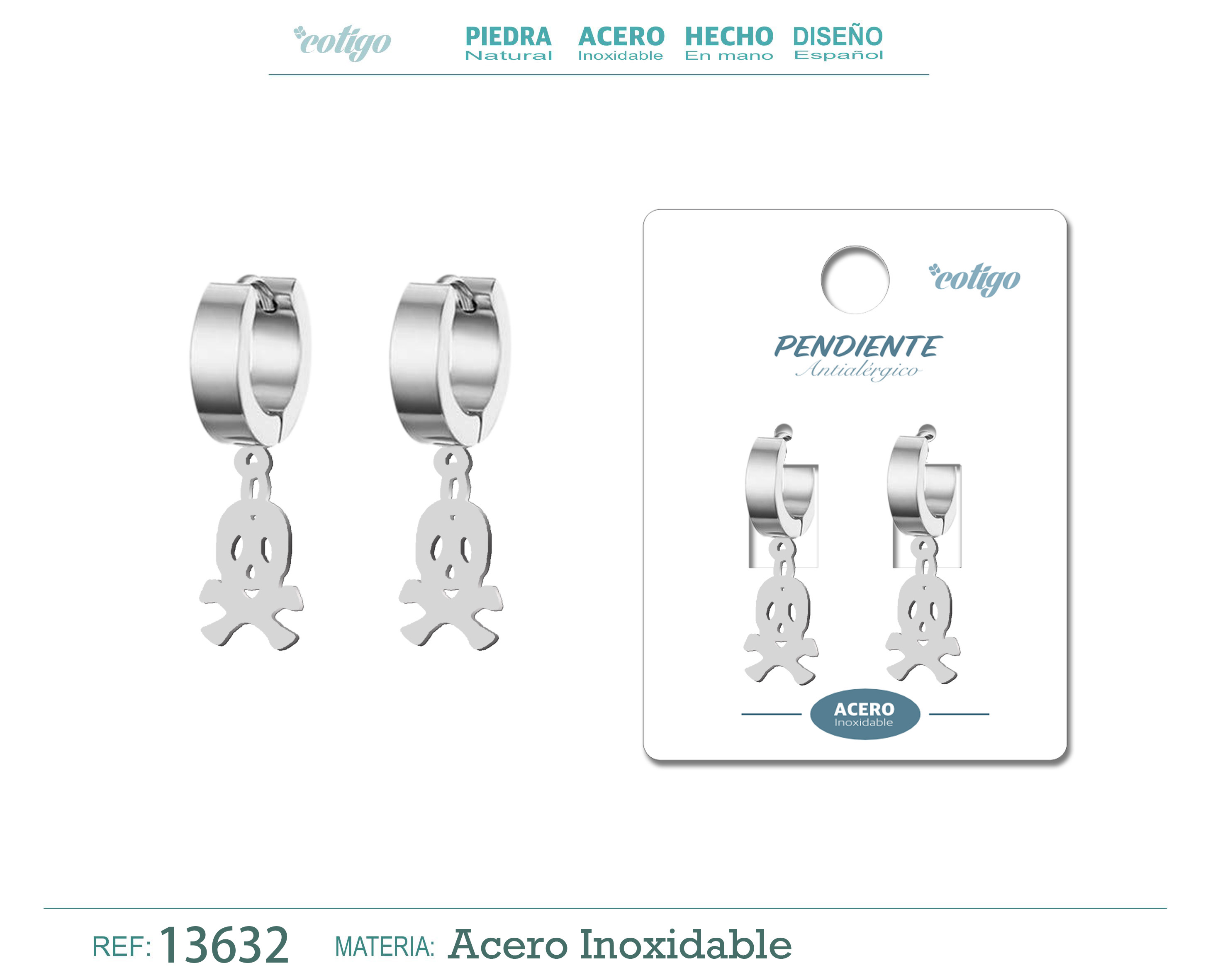 Pendiente Acero color Plateado