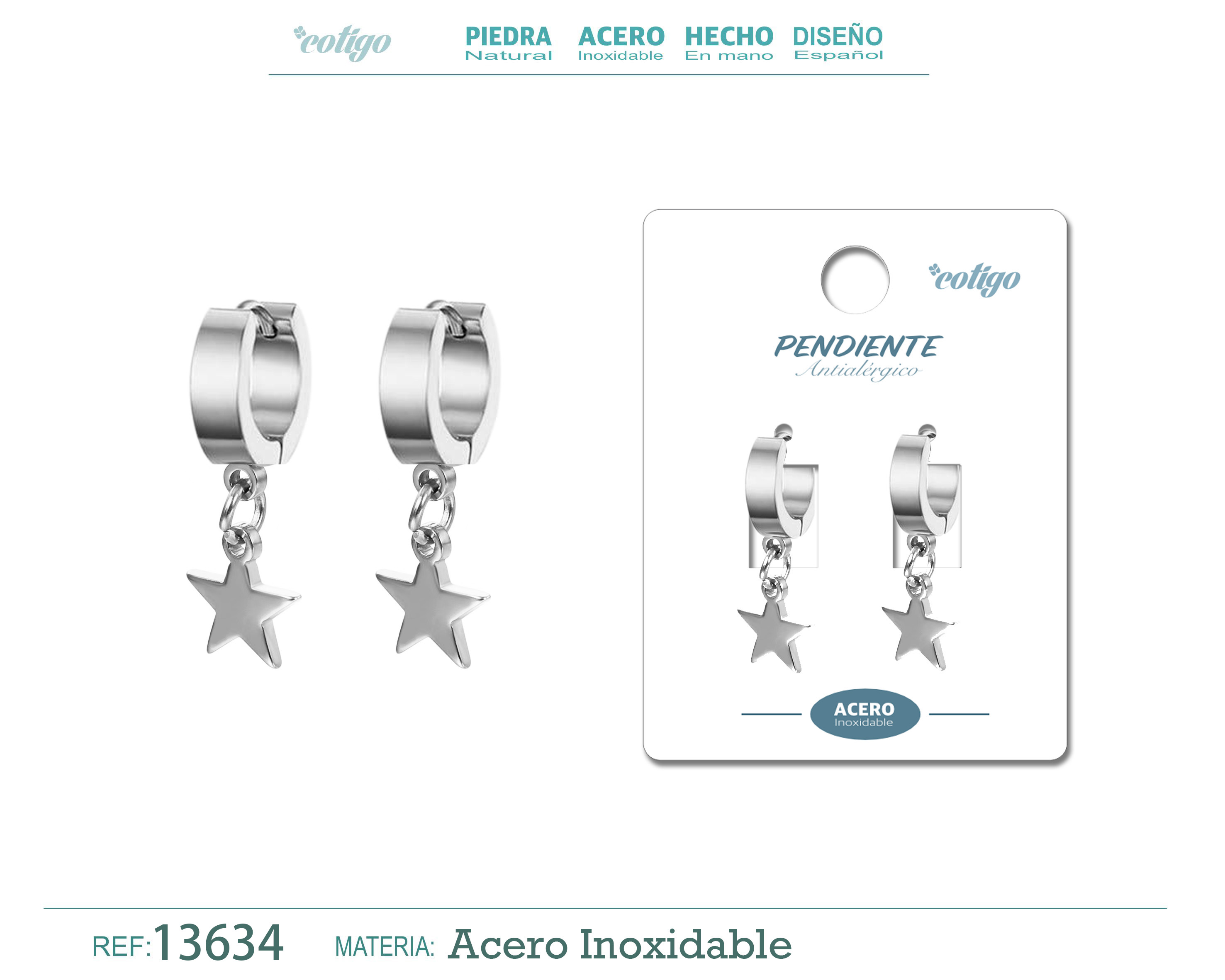 Pendiente Acero color Plateado