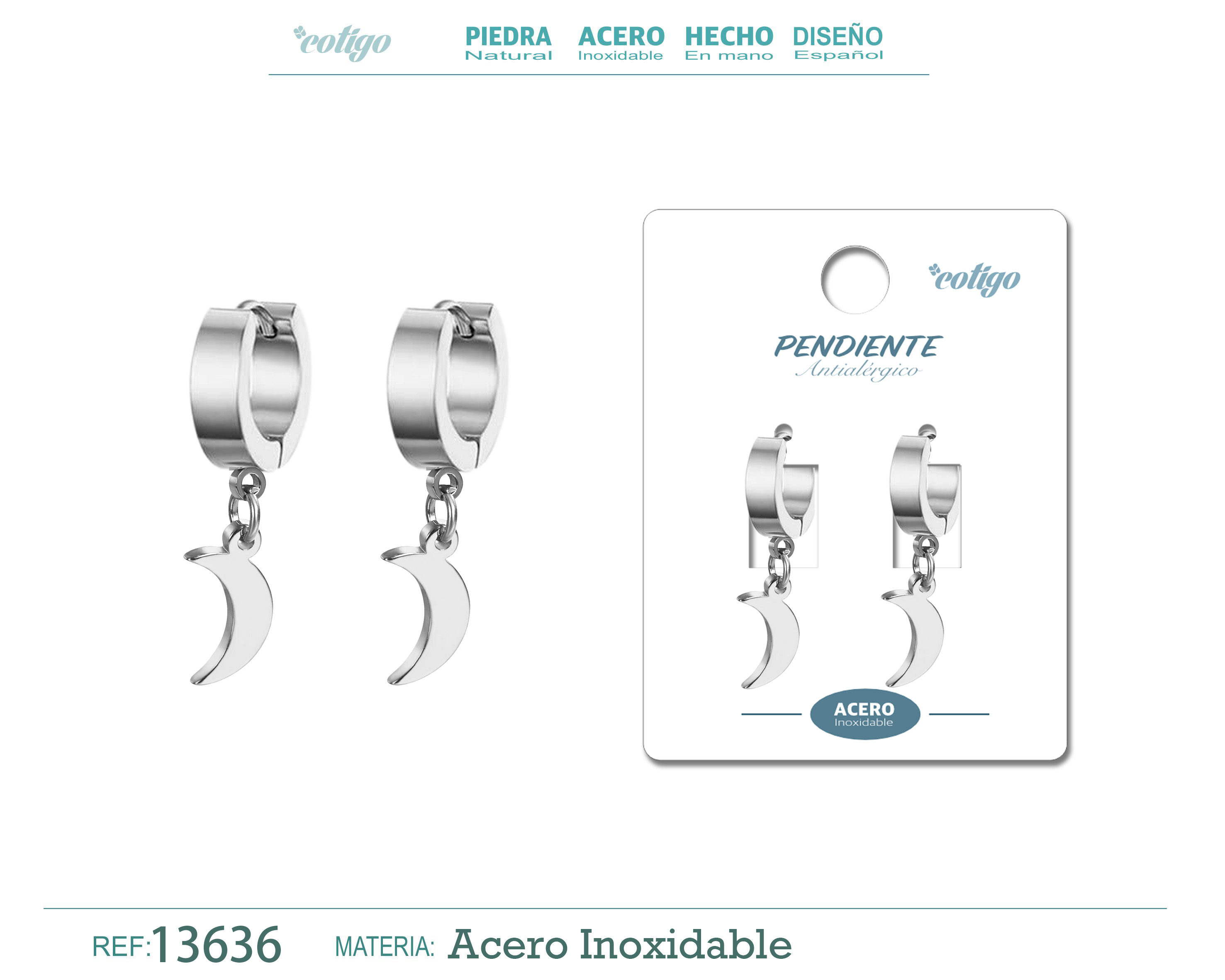 Pendiente Acero color Plateado