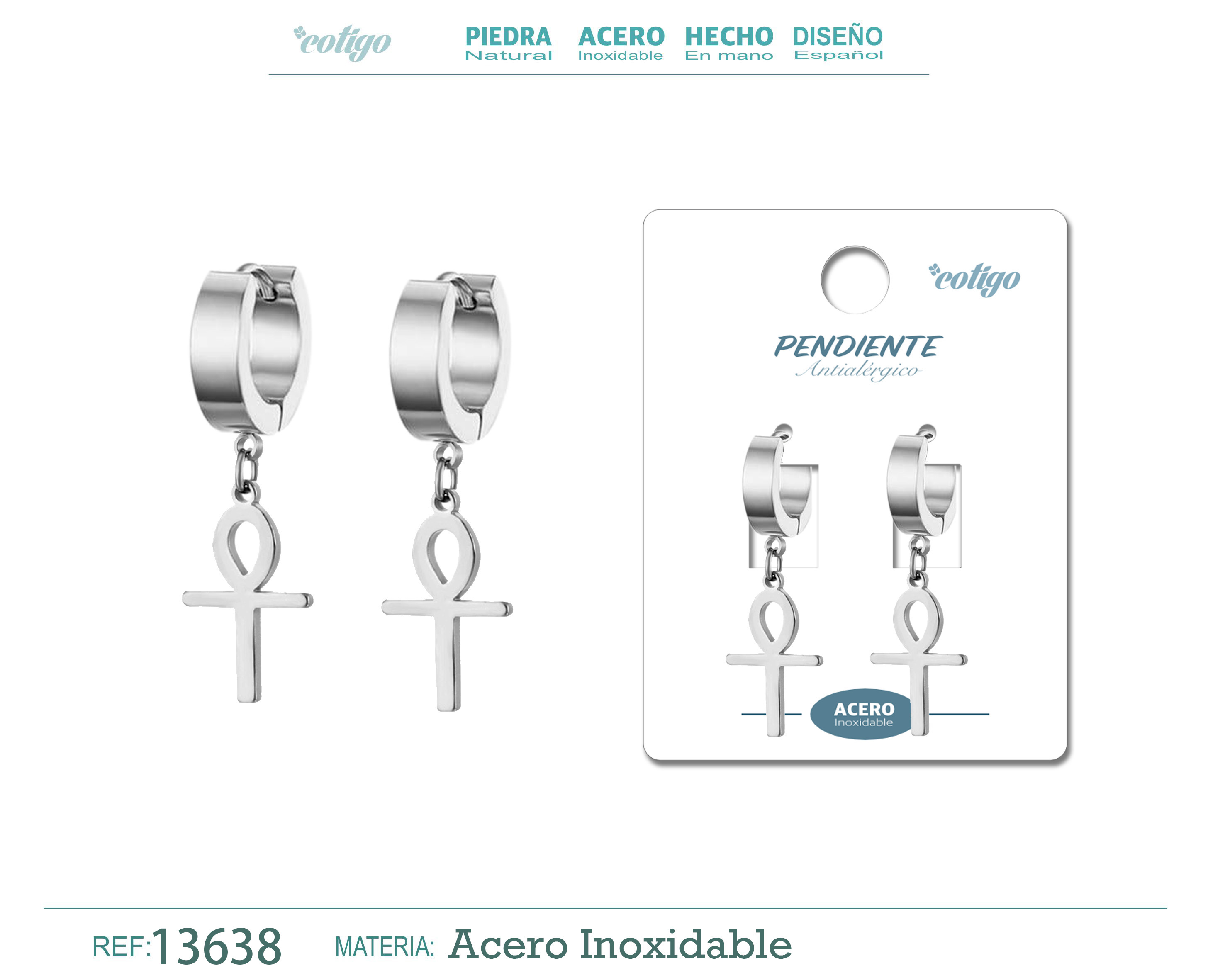 Pendiente Acero color Plateado