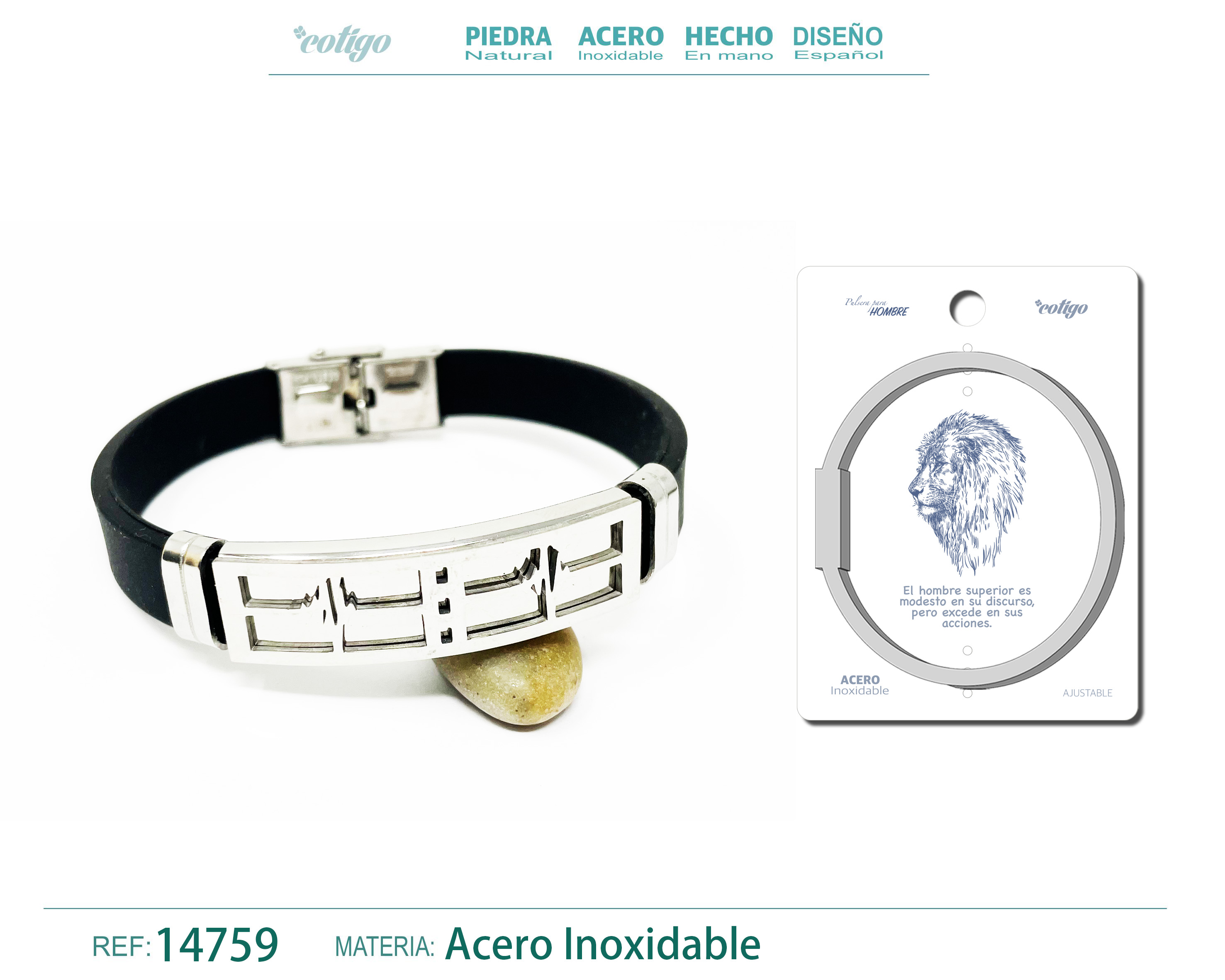 Pulsera Acero con Cuero sintético