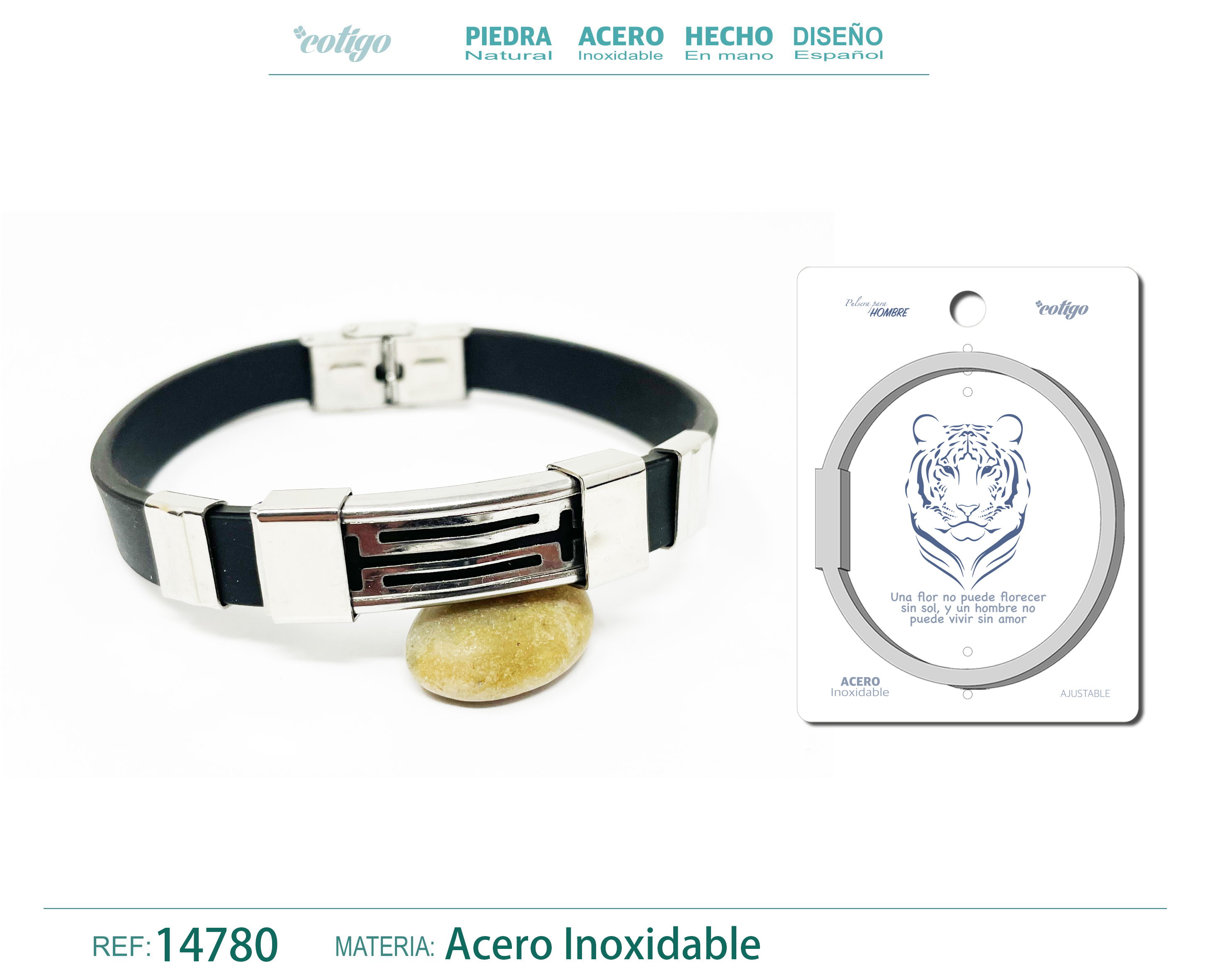 Pulsera Acero con Goma