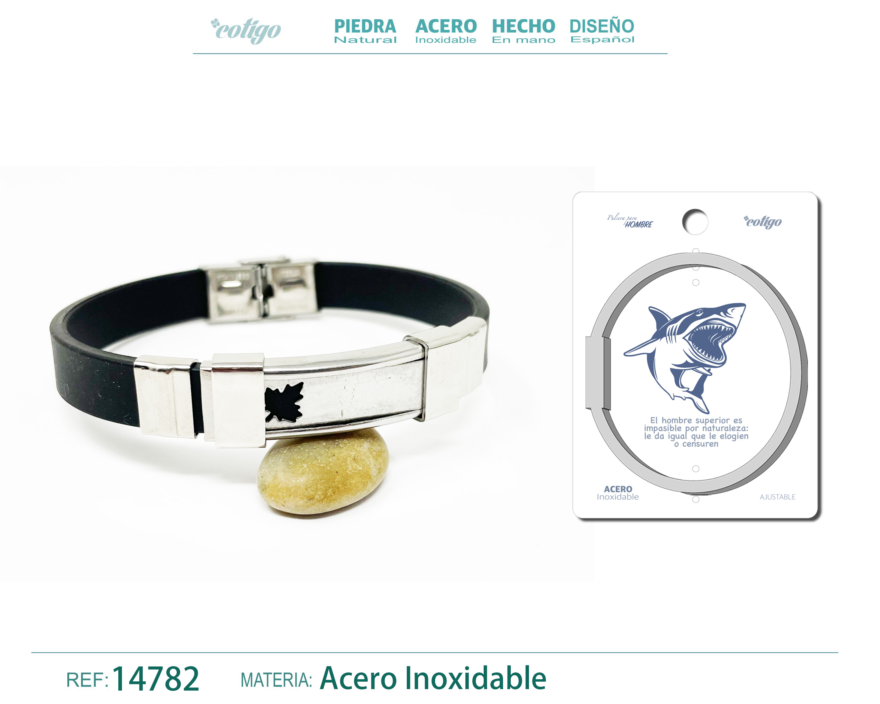 Pulsera Acero con Cuero sintético