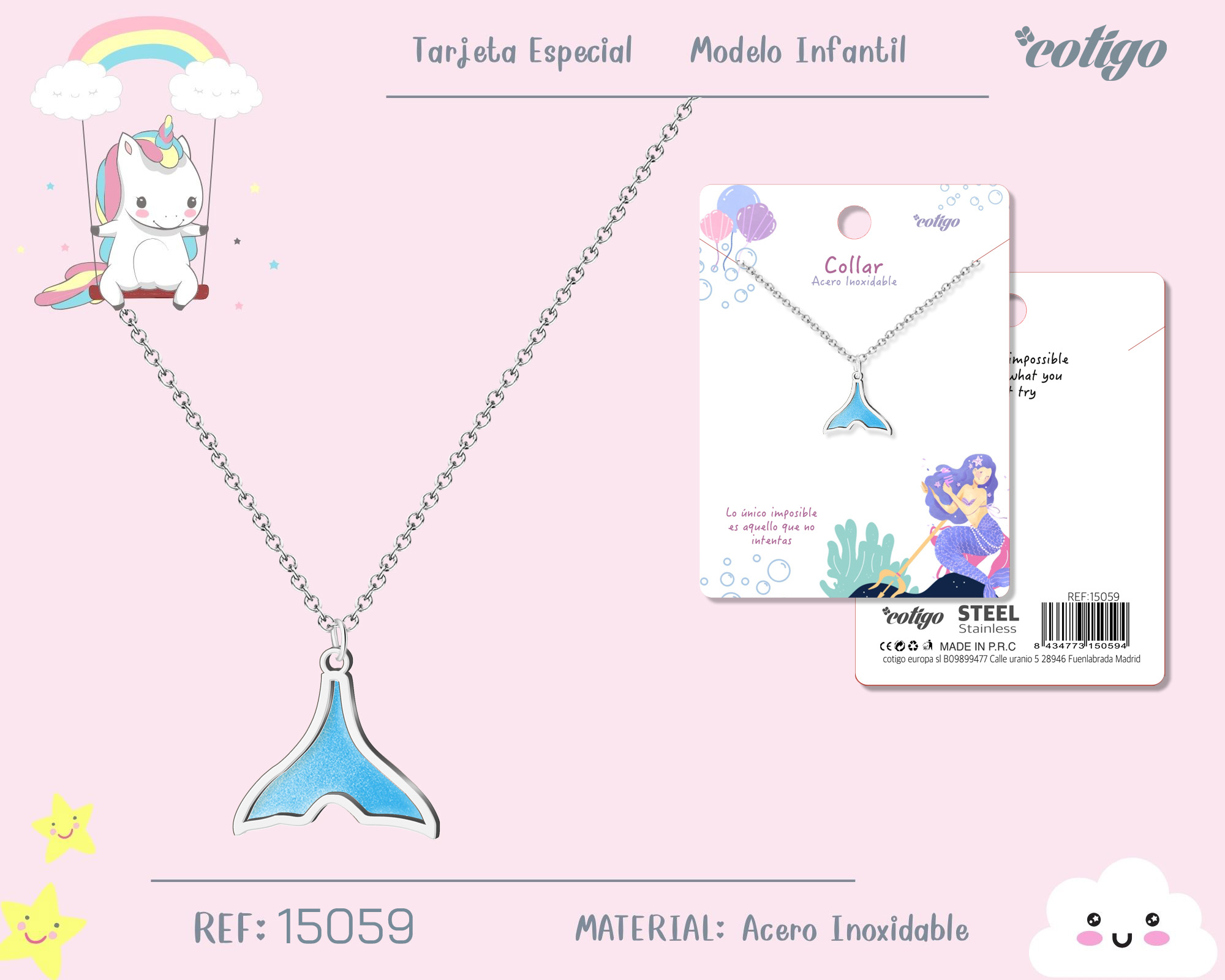 Collar Nina Acero color Plateado