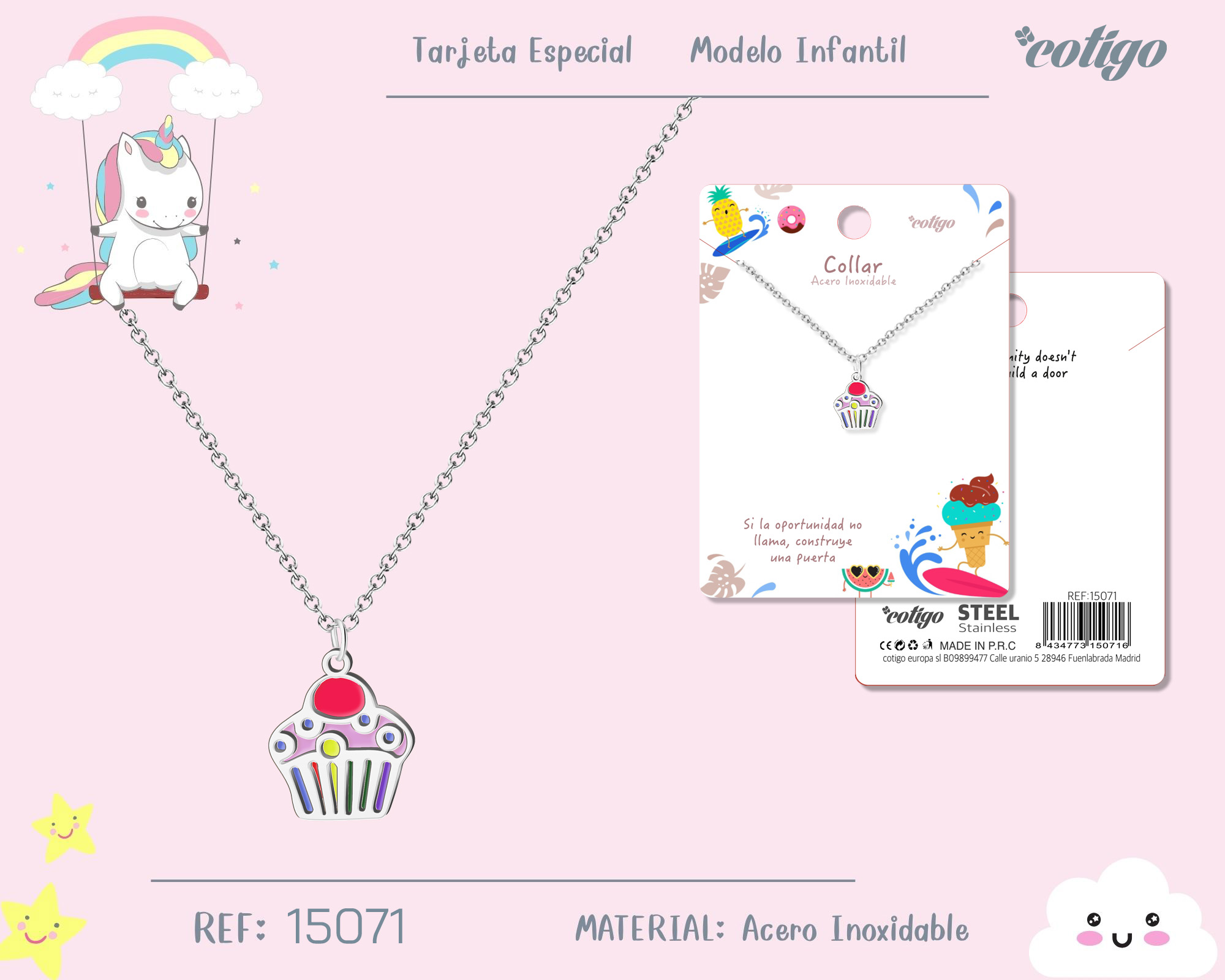 Collar Nina Acero color Plateado