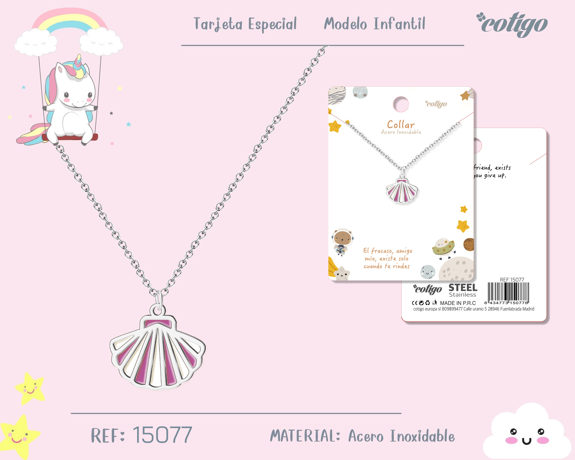 Collar Nina Acero color Plateado