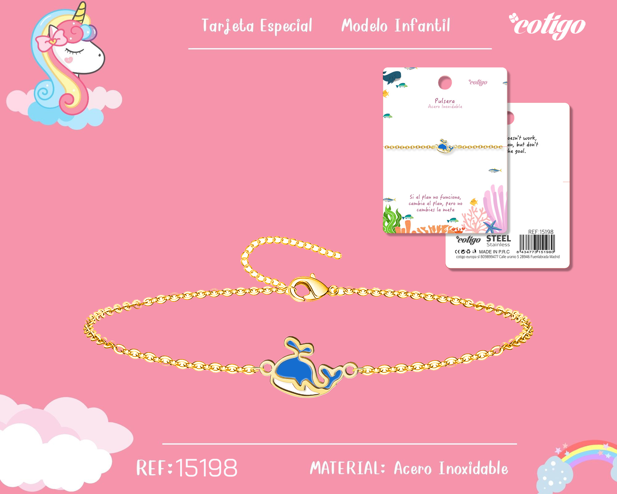 Pulsera de Niña Acero color Dorado