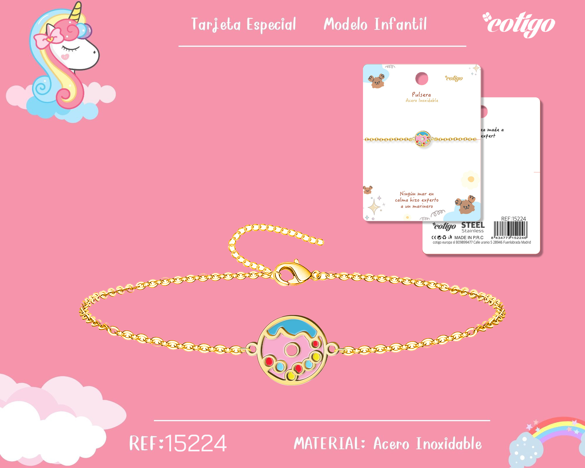 Pulsera de Niña Acero color Dorado