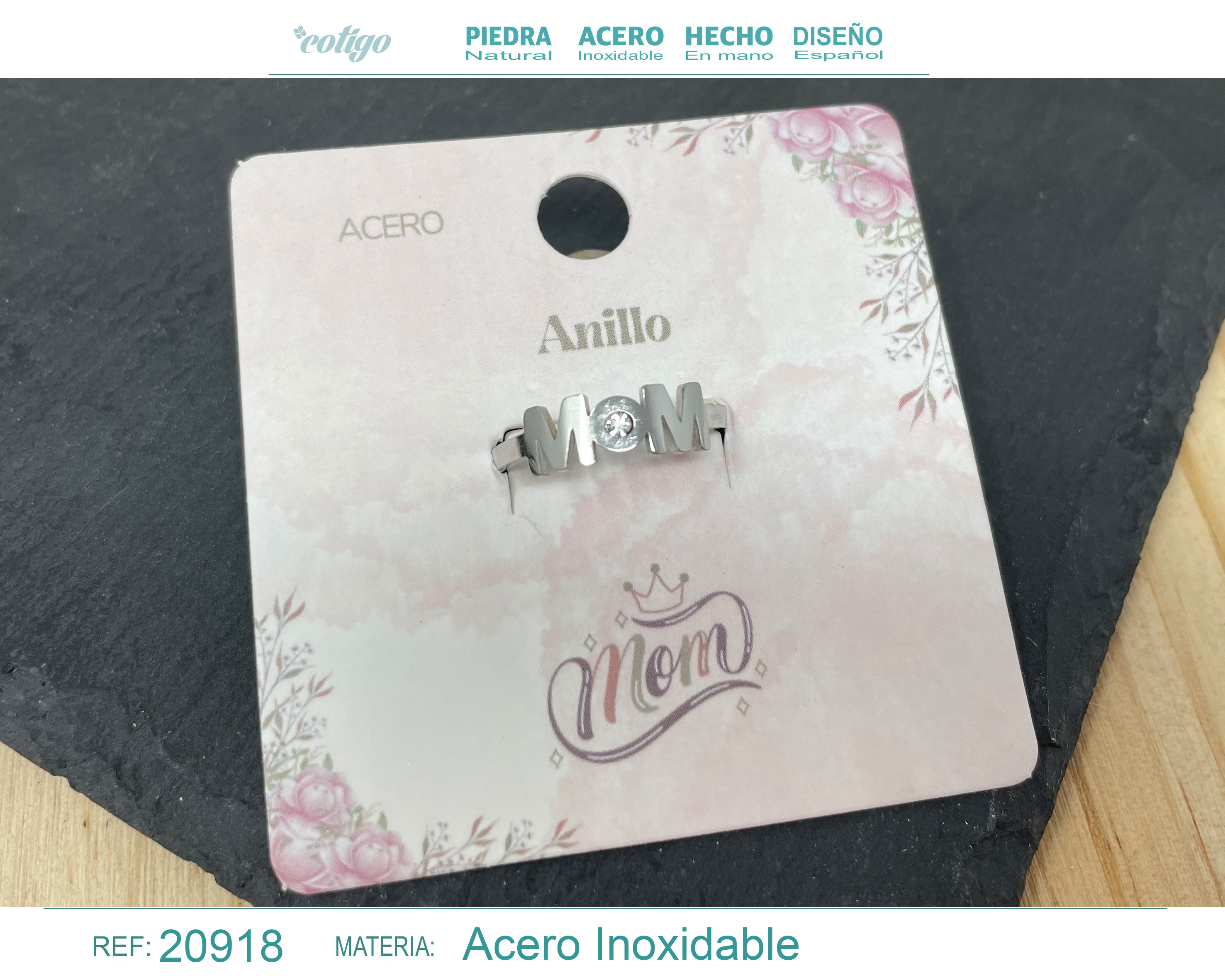 Anillo para Mamá Acero color Plateado