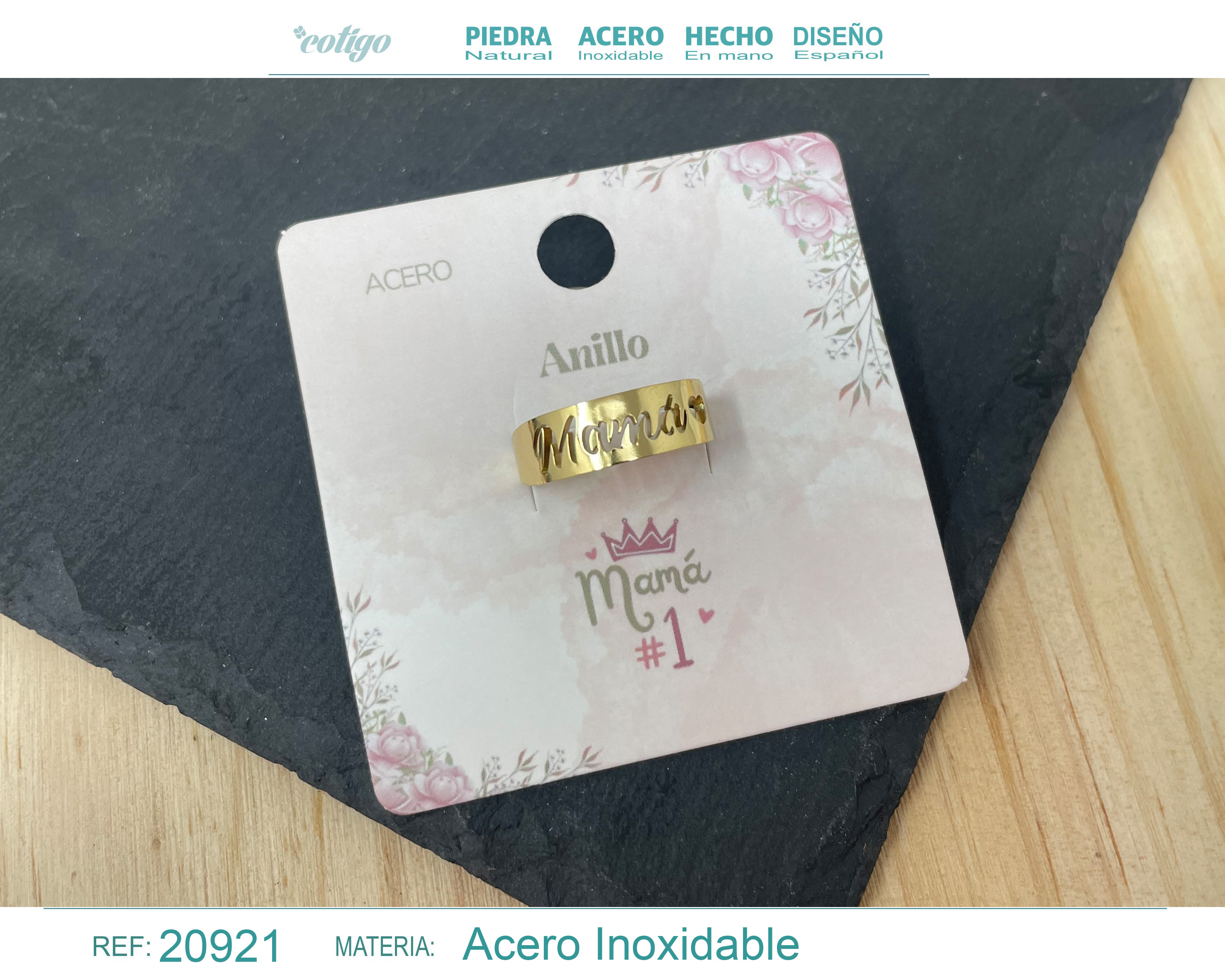 Anillo para Mamá Acero color Dorado