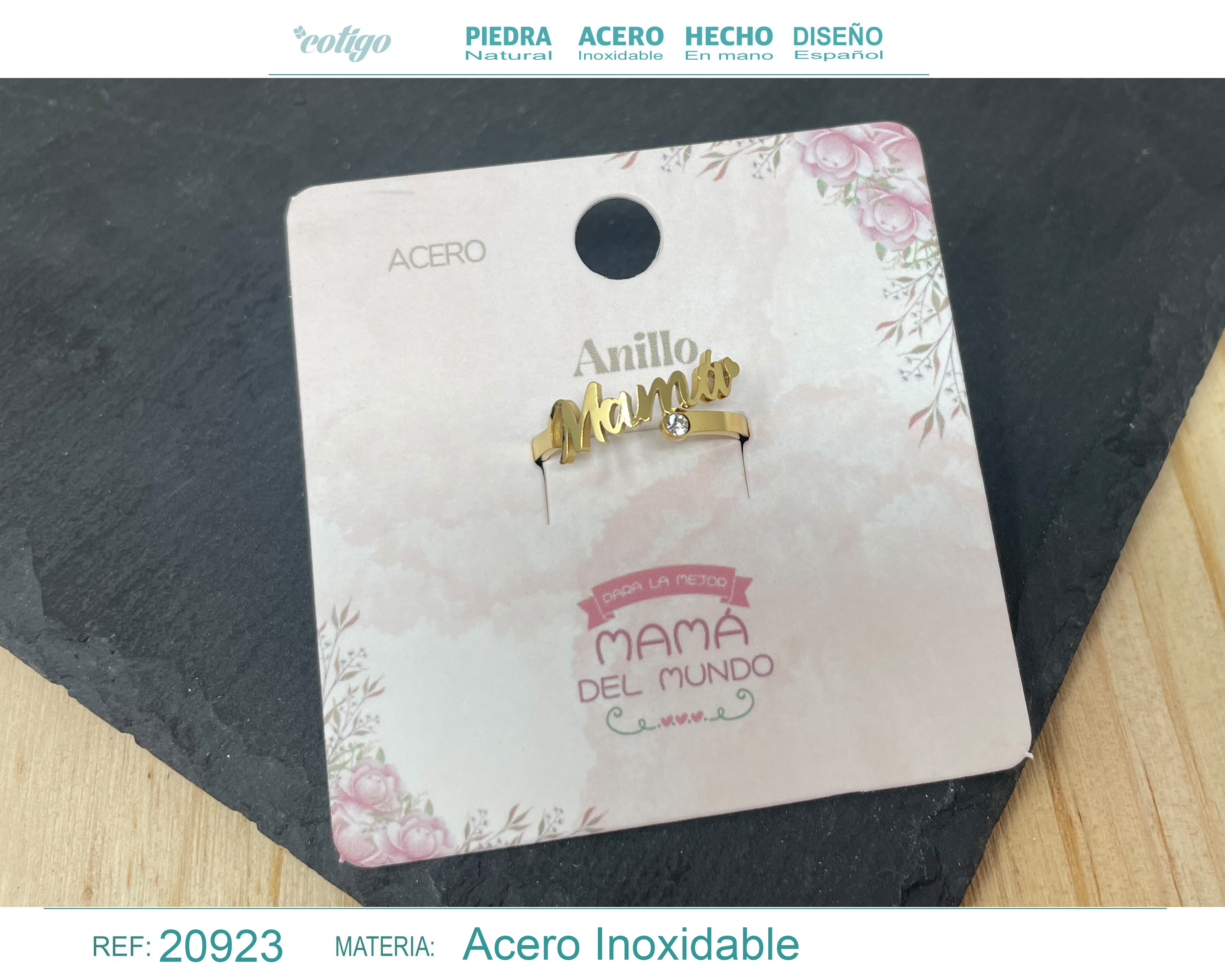 Anillo para Mamá Acero color Dorado