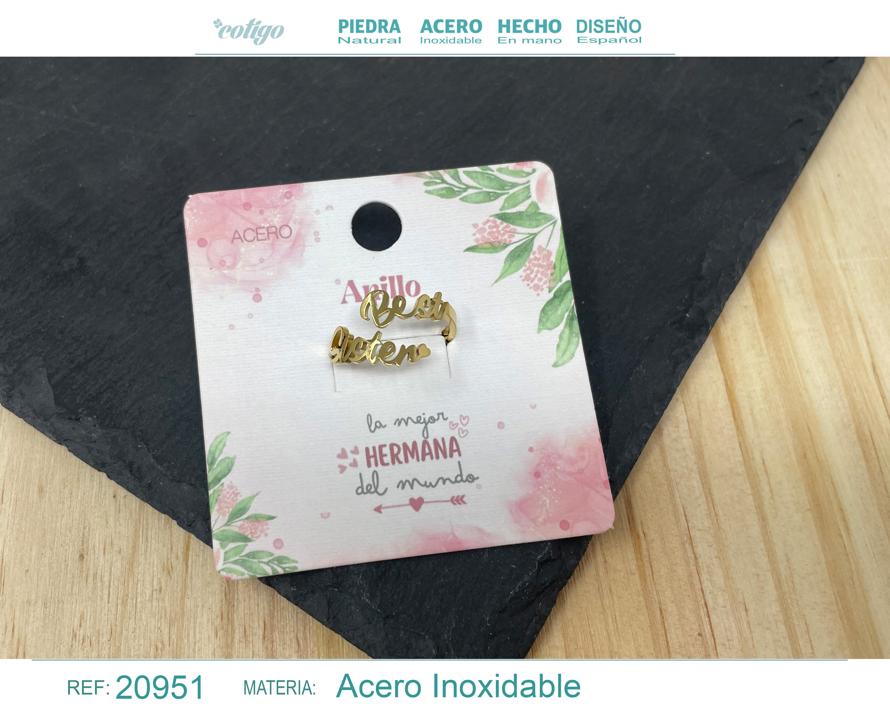 Anillo para Amiga Acero color Dorado