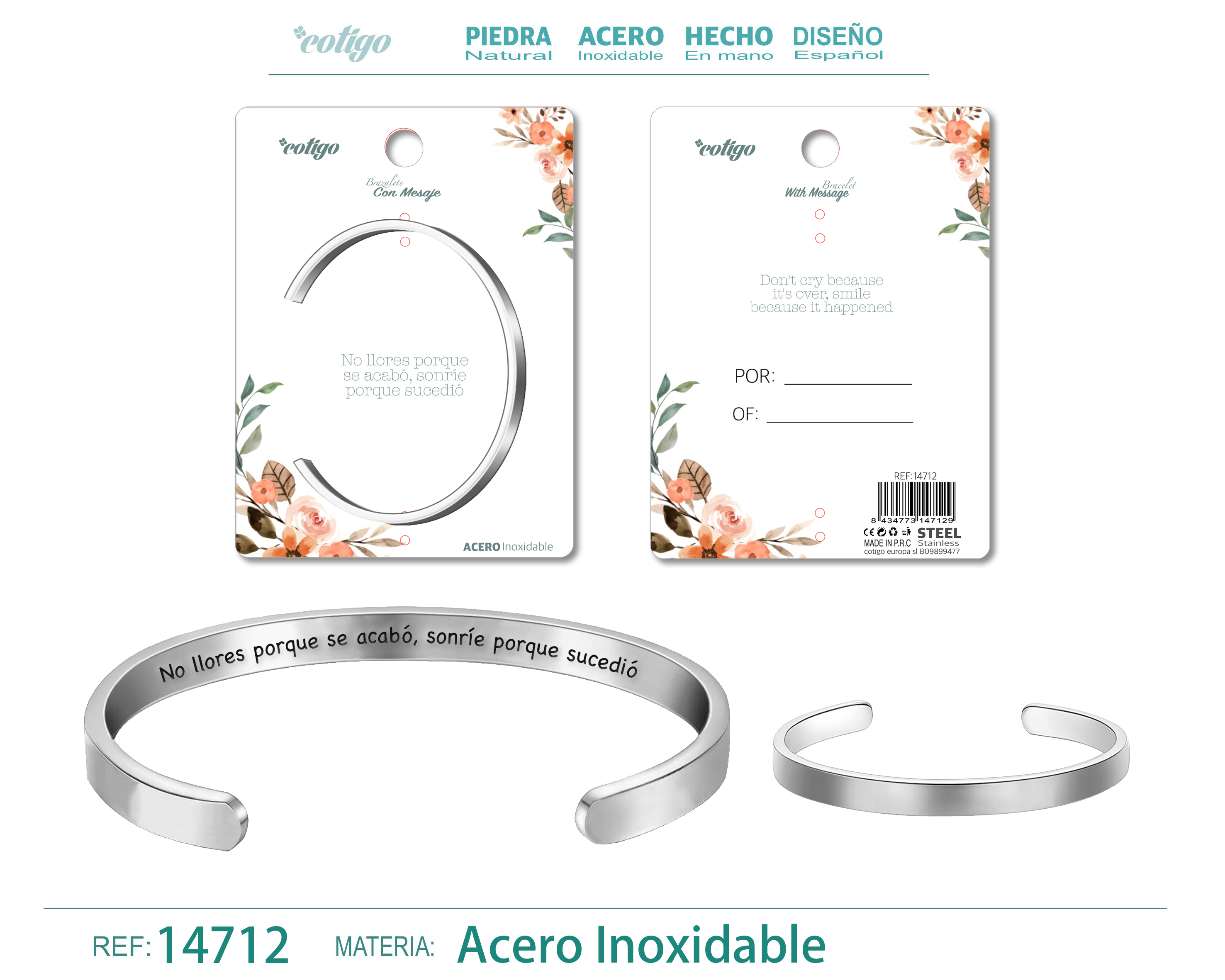 Brazalete Acero con Mensaje
