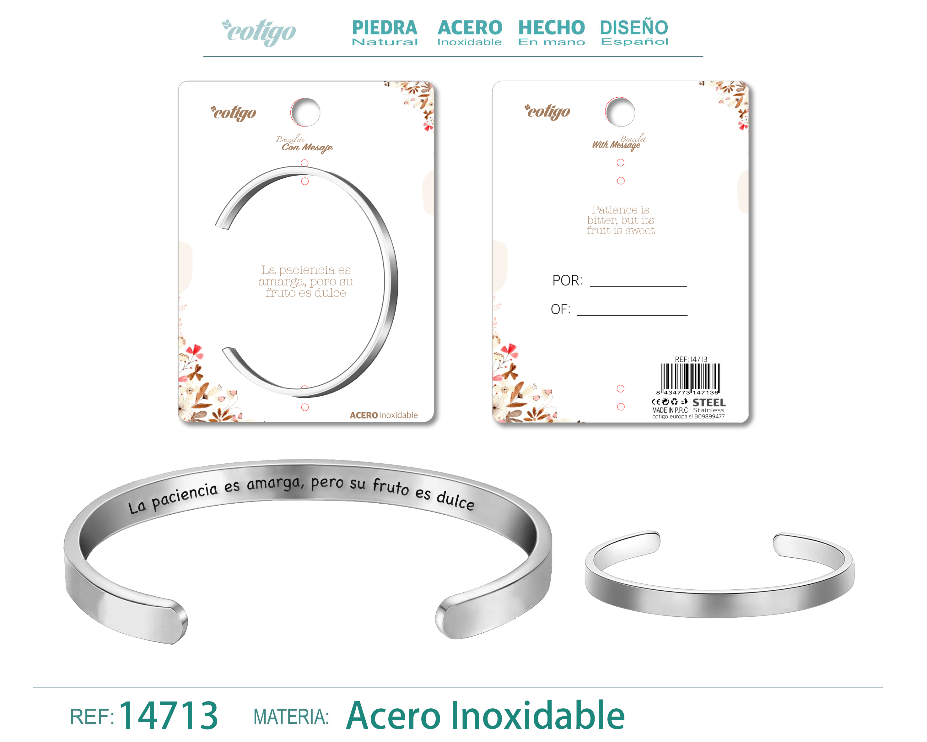 Brazalete Acero con Mensaje