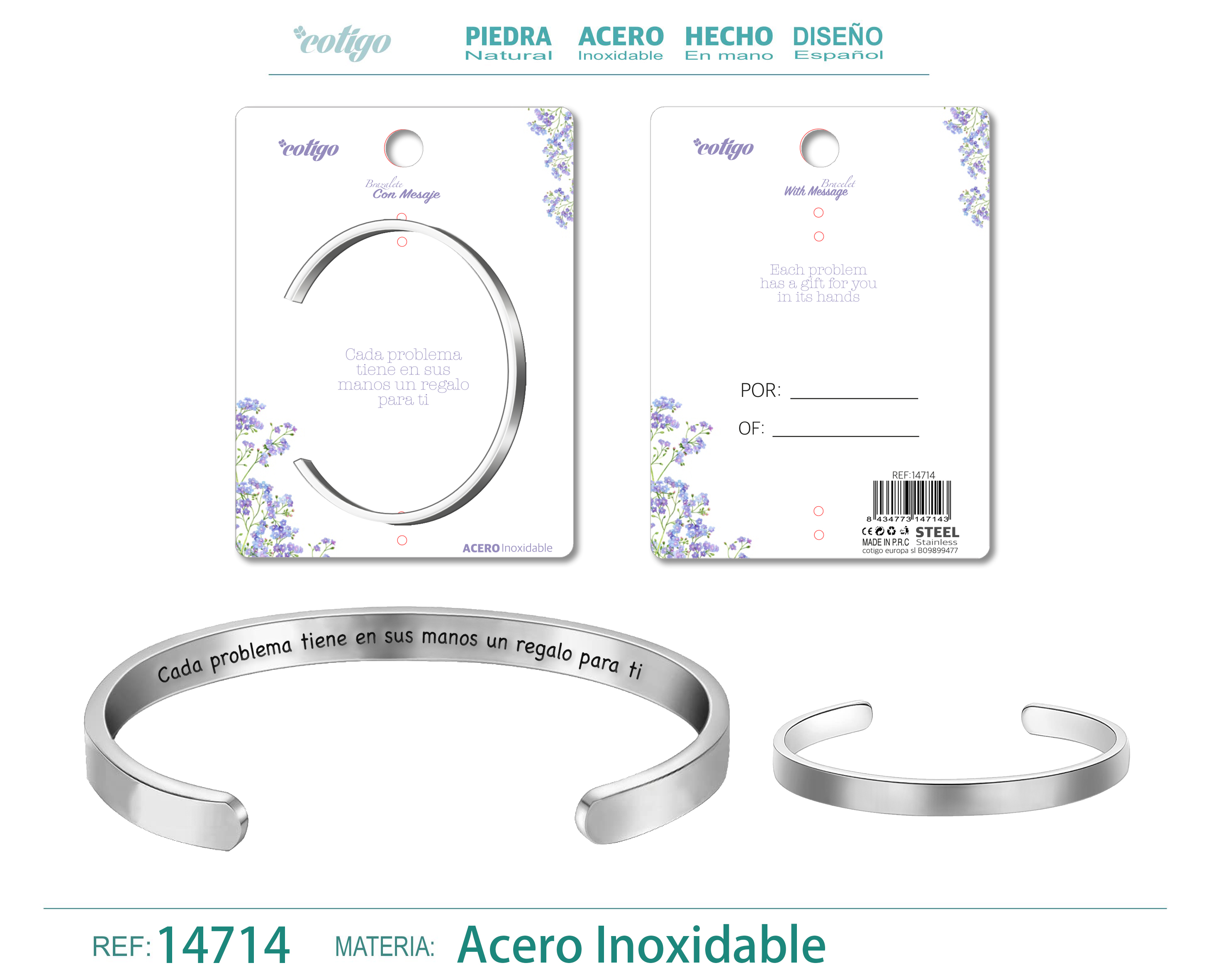 Brazalete Acero con Mensaje