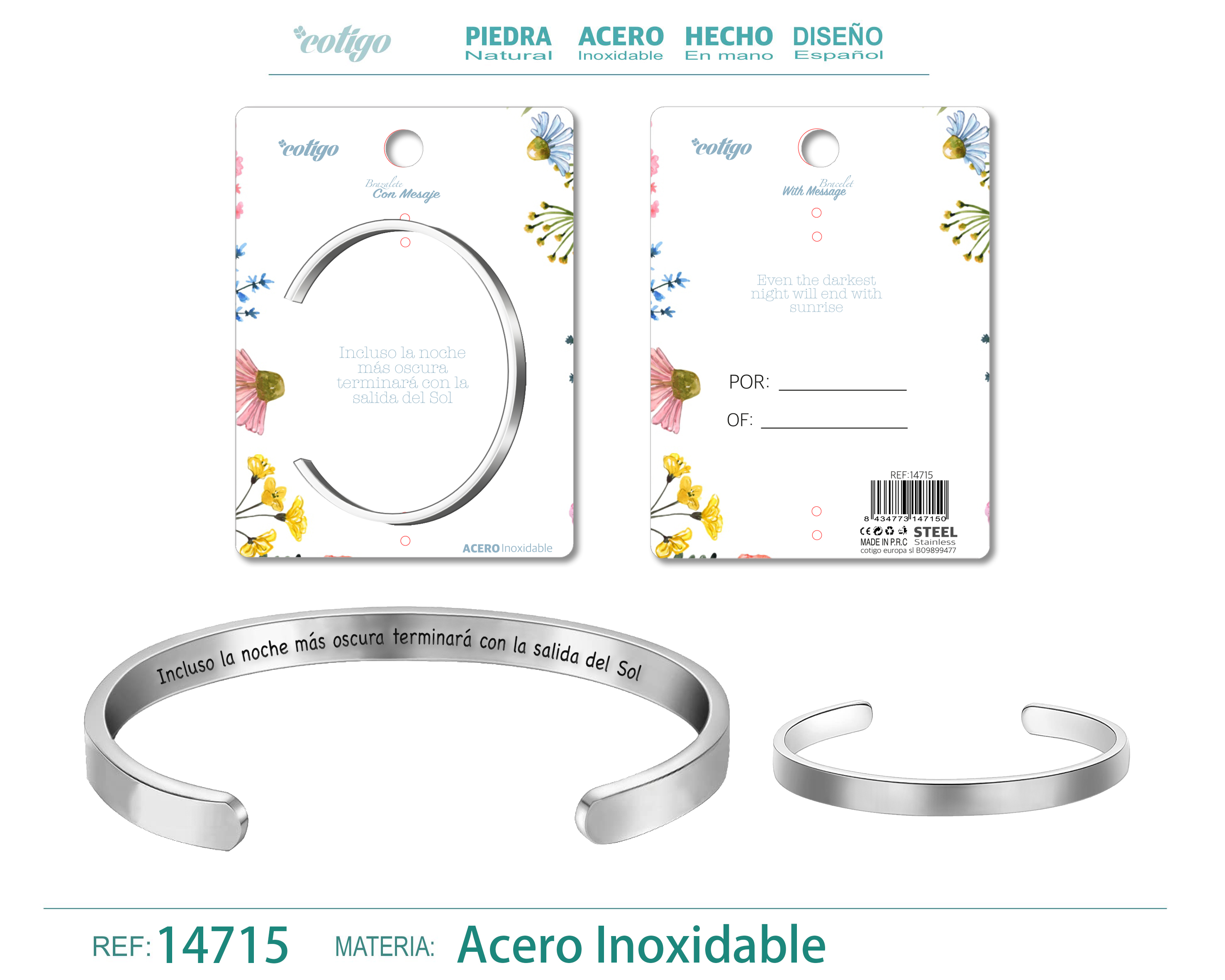 Brazalete Acero con Mensaje