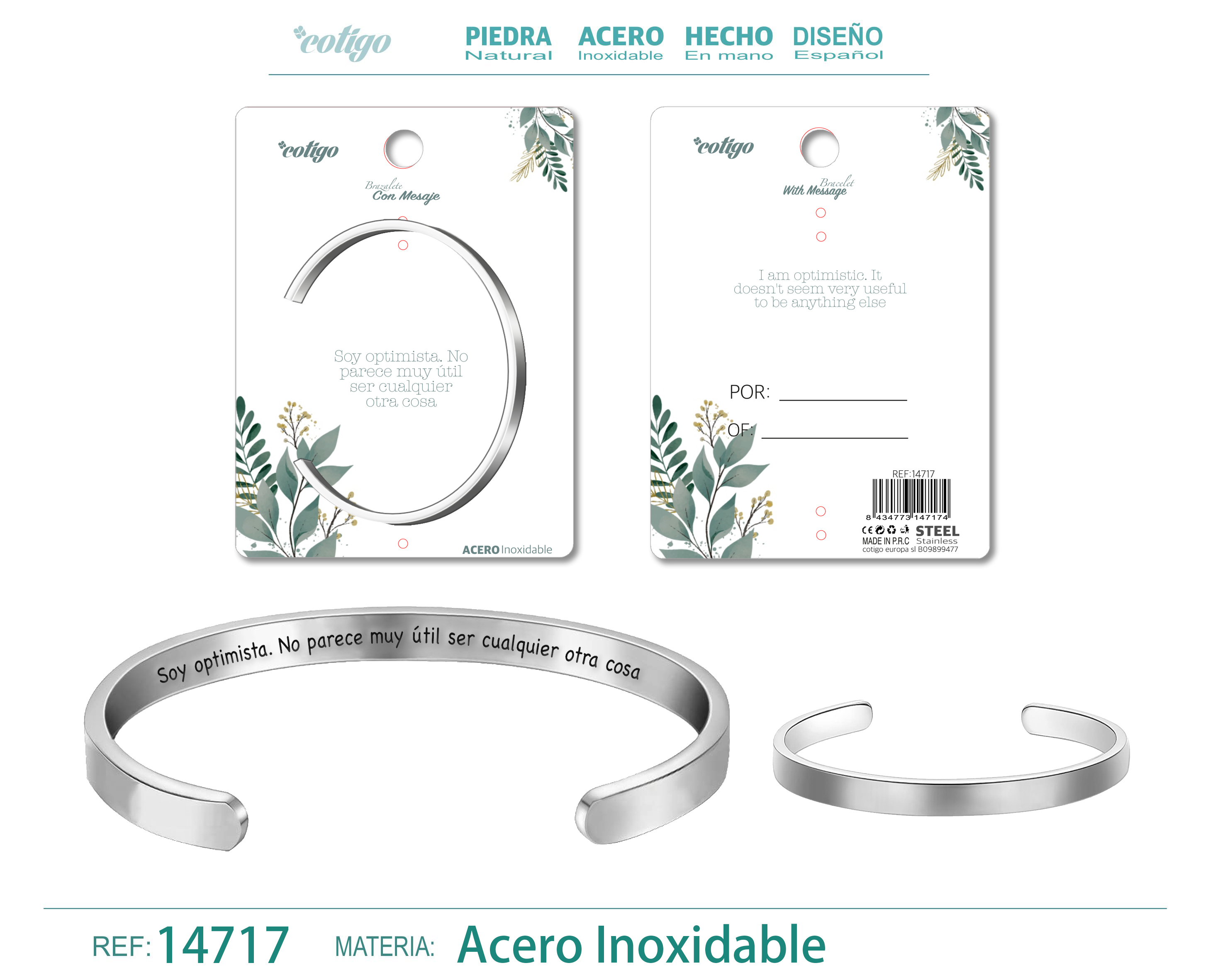 Brazalete Acero con Mensaje