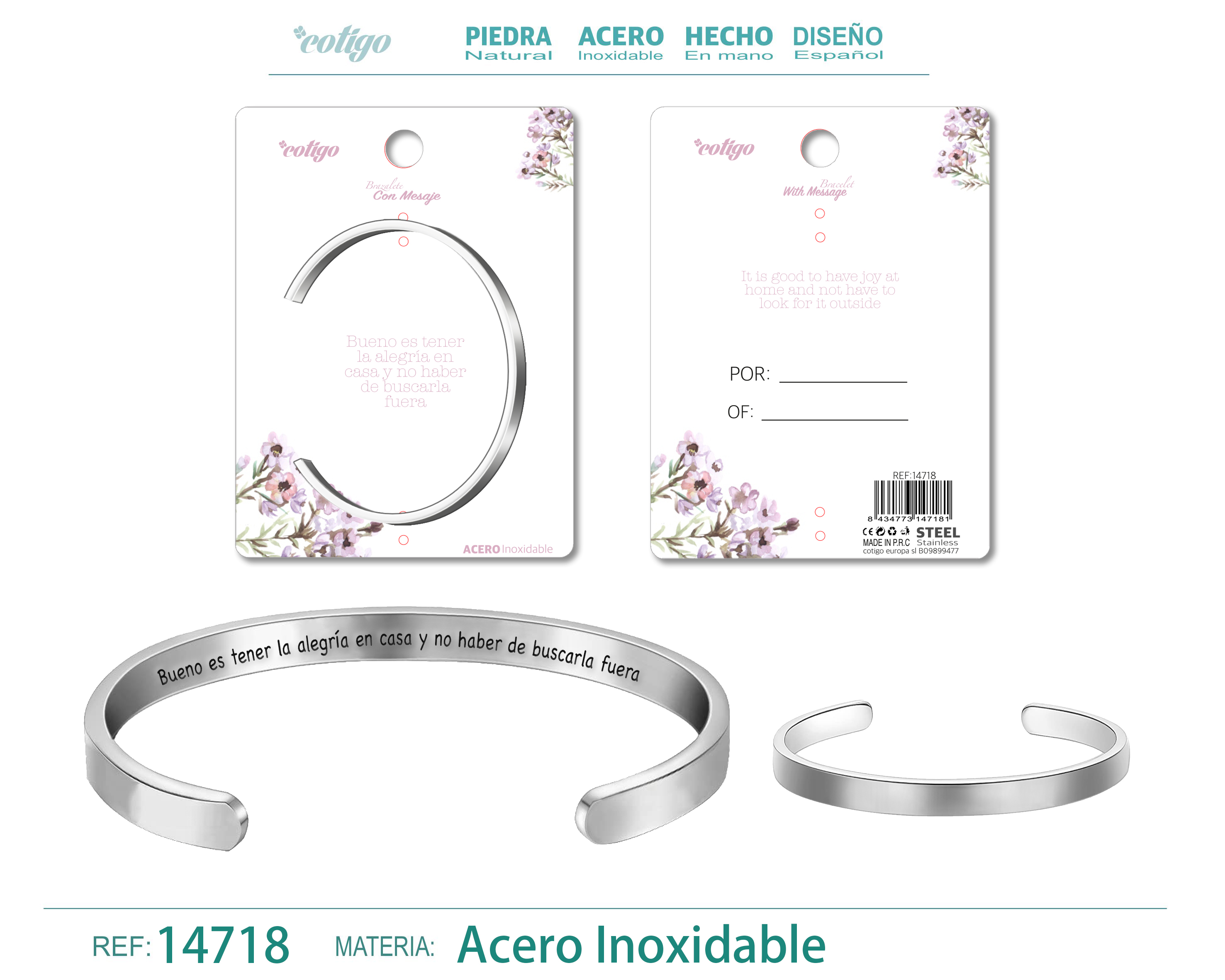 Brazalete Acero con Mensaje