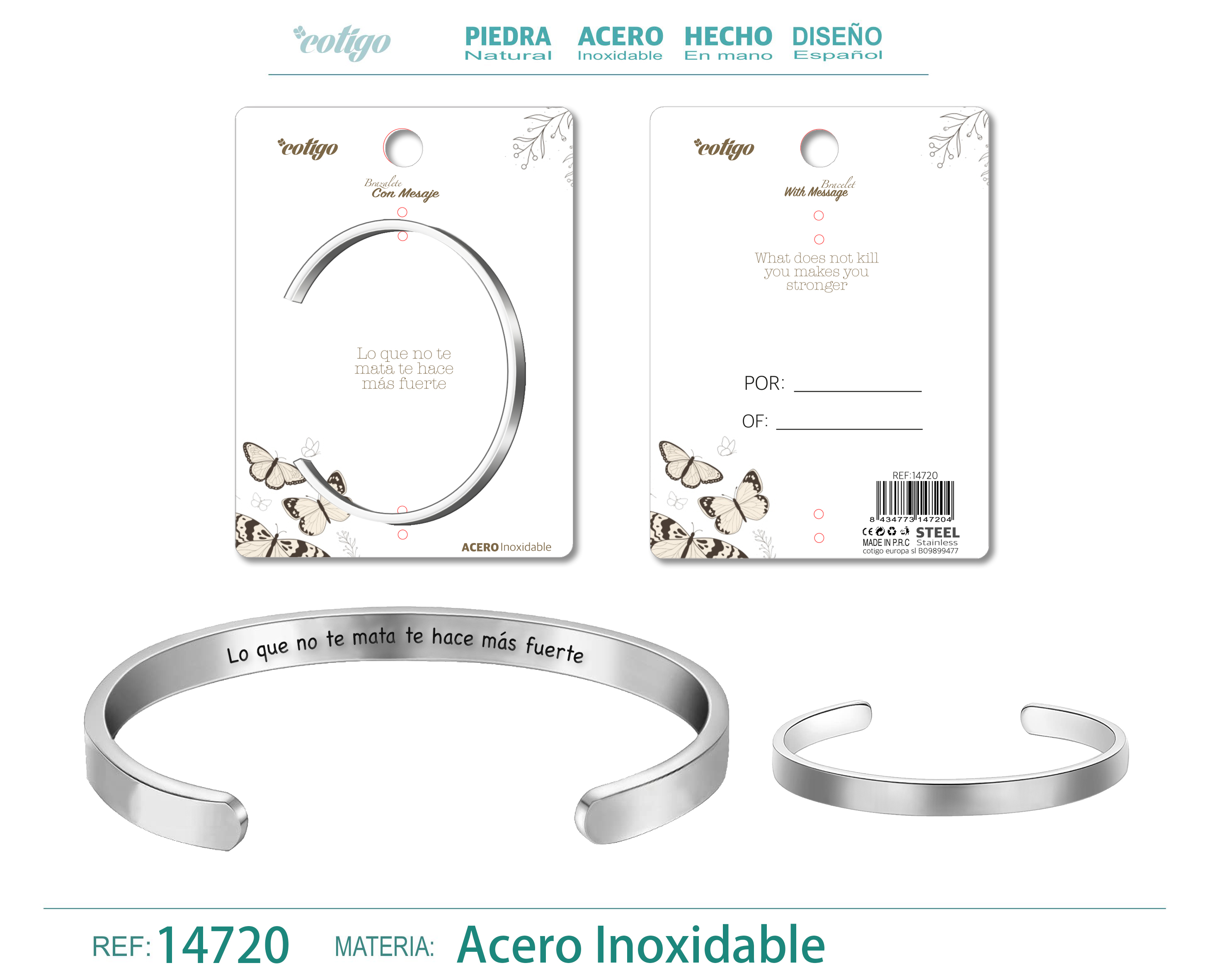 Brazalete Acero con Mensaje