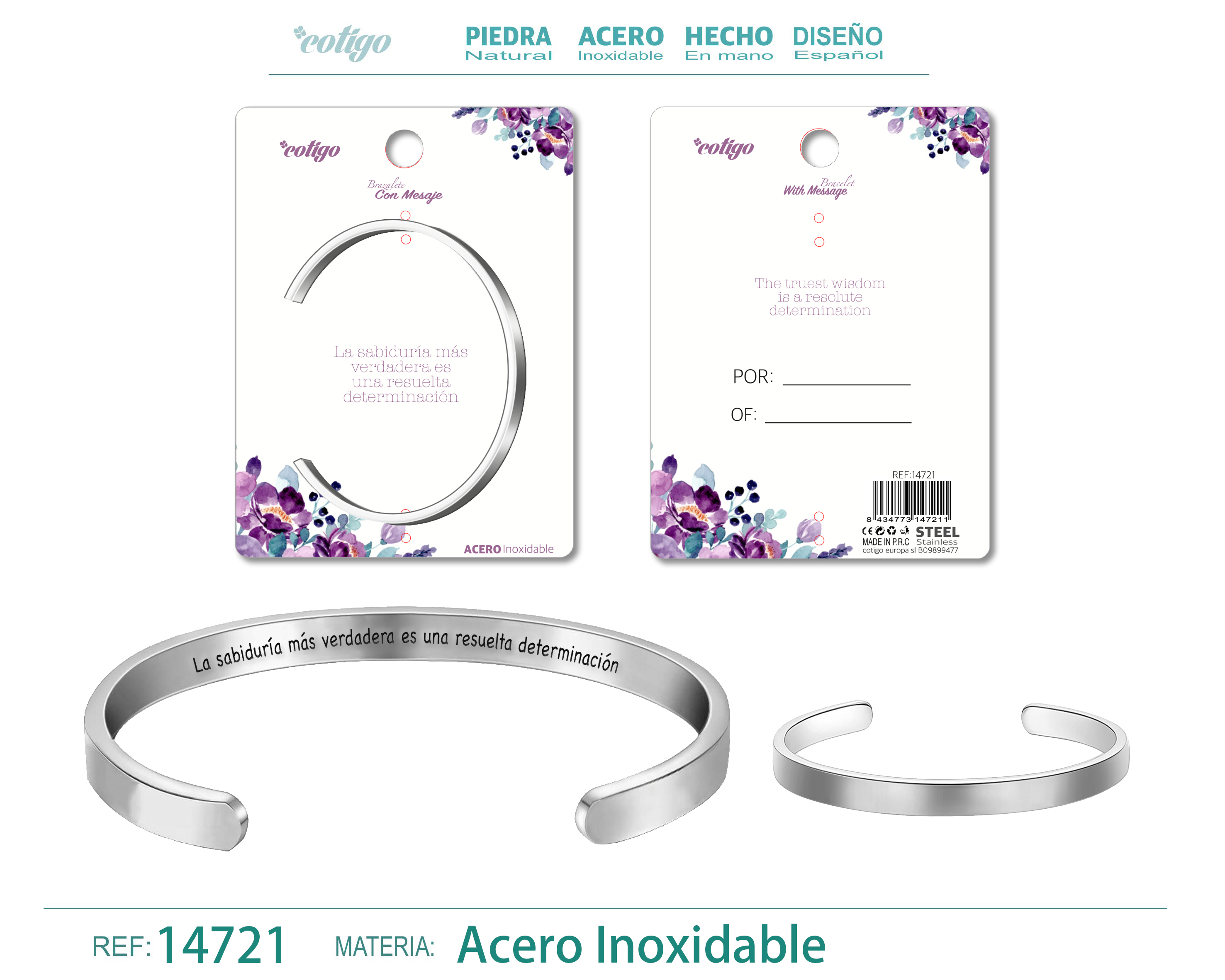 Brazalete Acero con Mensaje