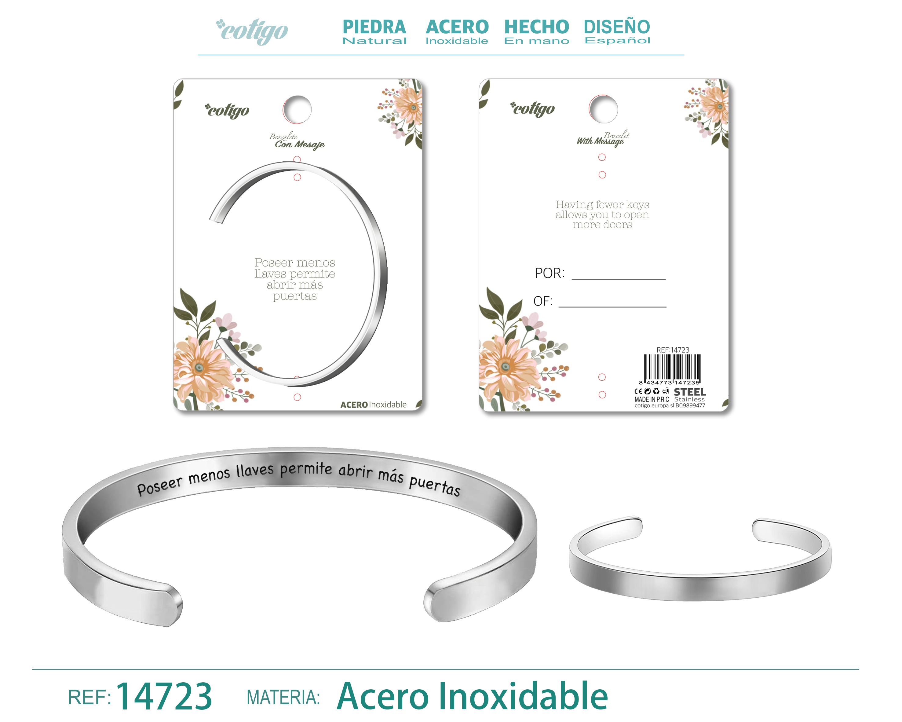 Brazalete Acero con Mensaje