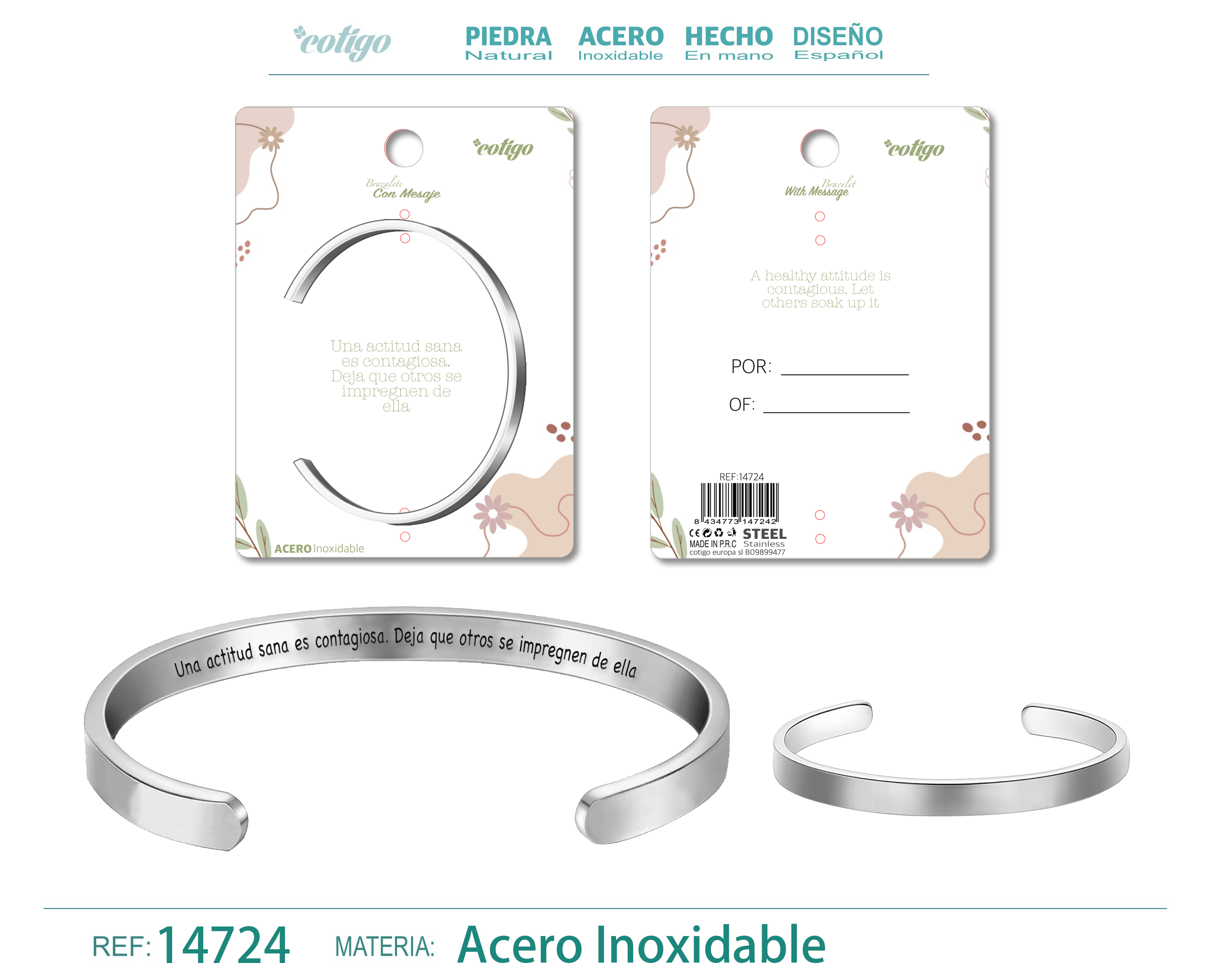 Brazalete Acero con Mensaje