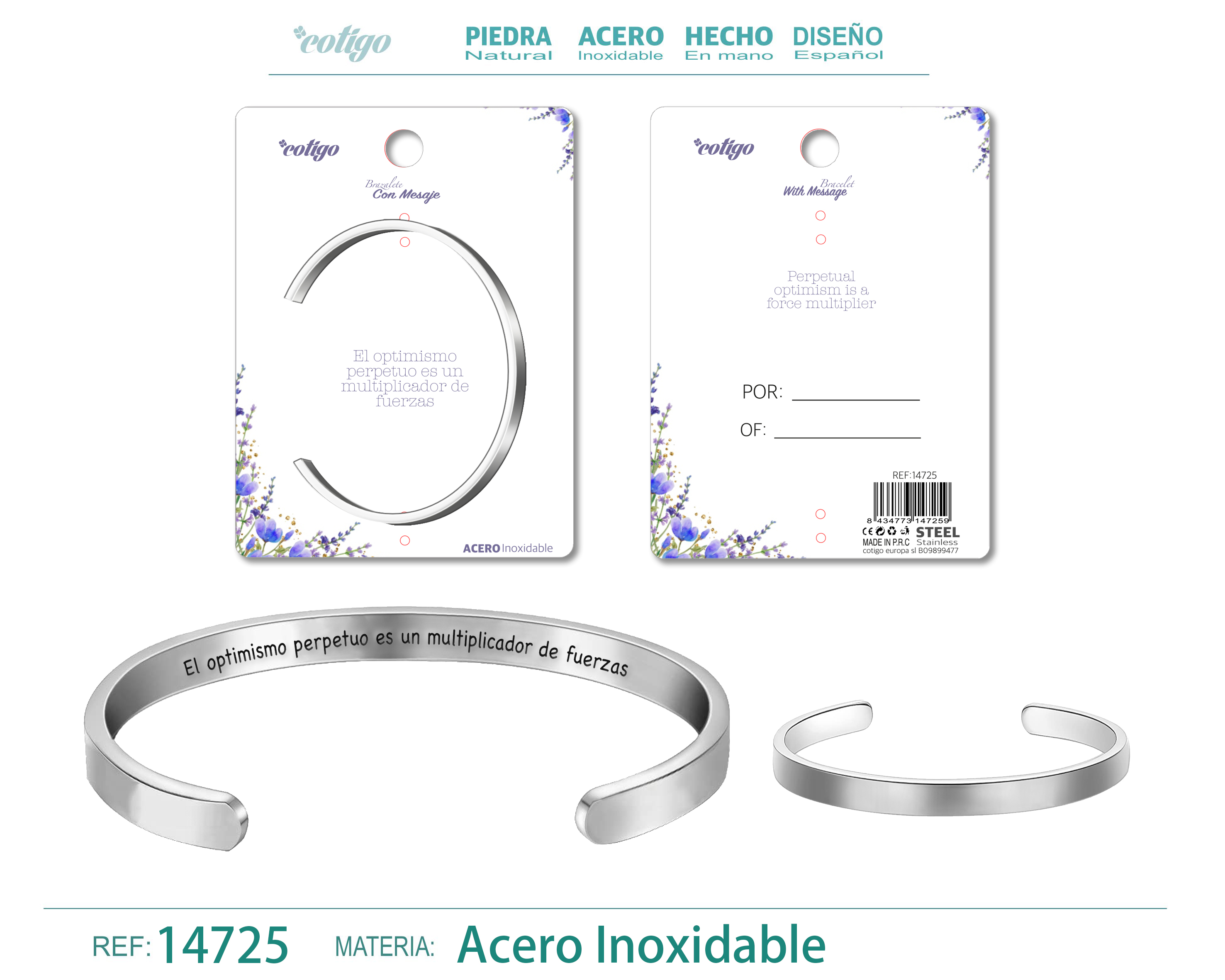 Brazalete Acero con Mensaje