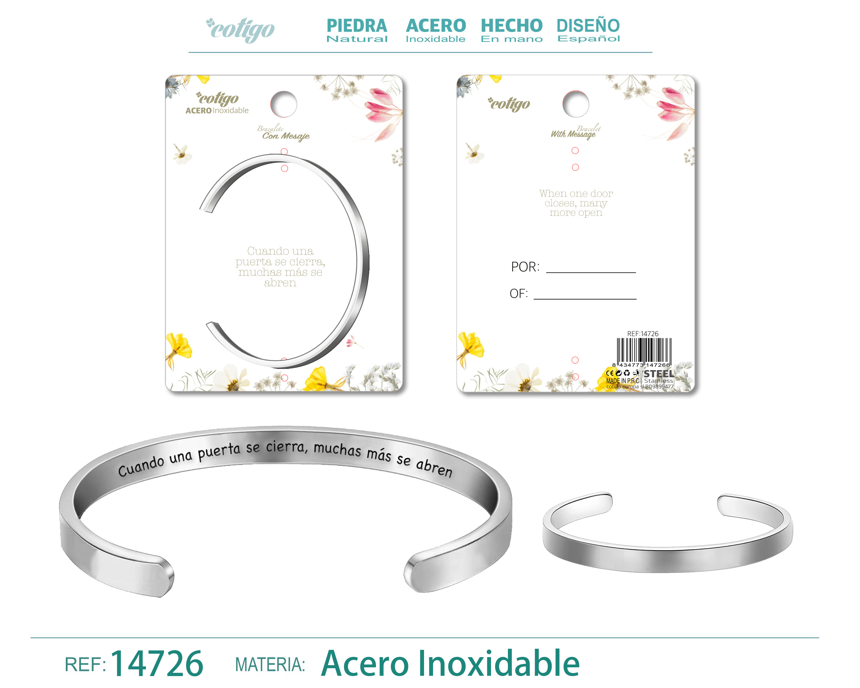 Brazalete Acero con Mensaje