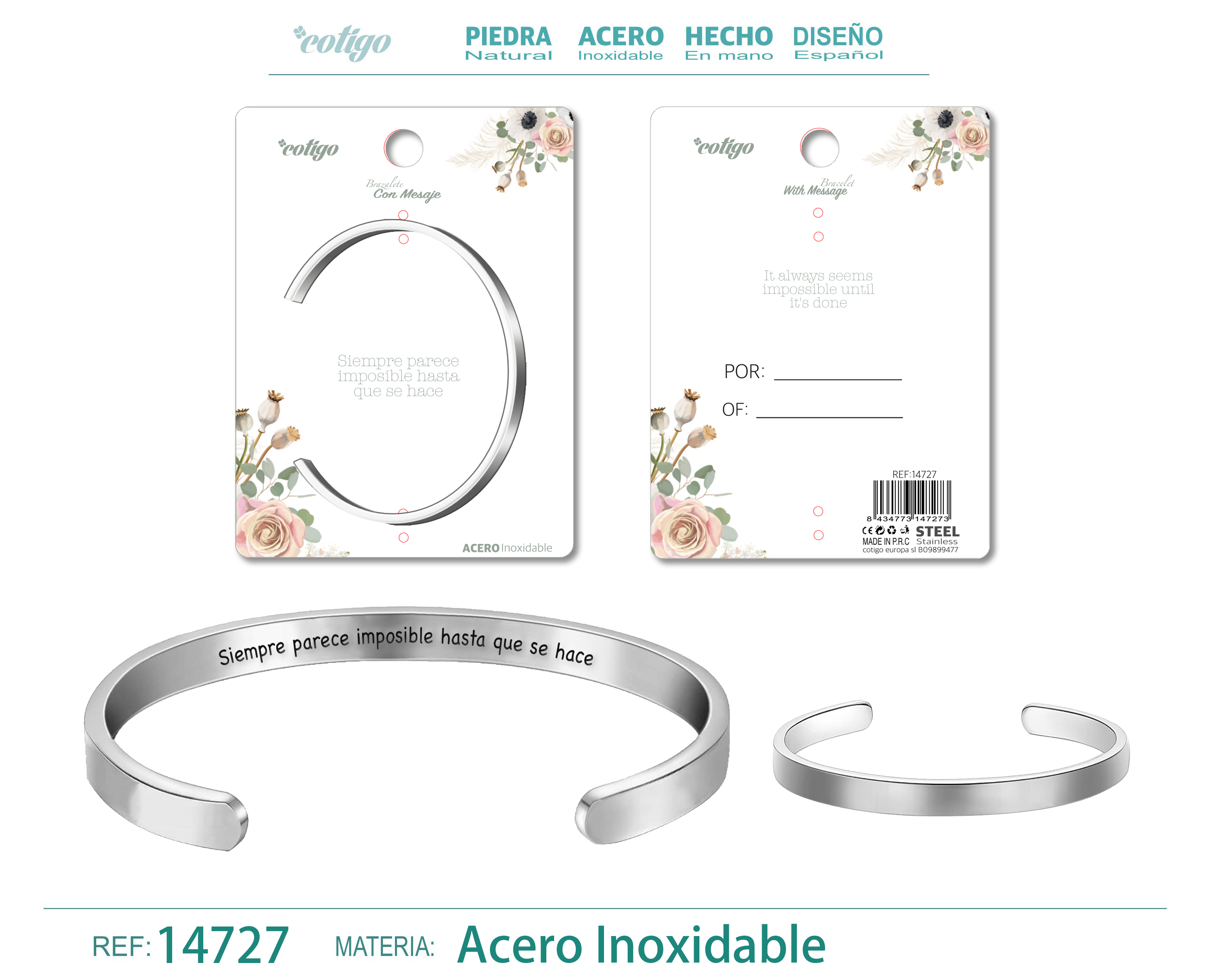 Brazalete Acero con Mensaje