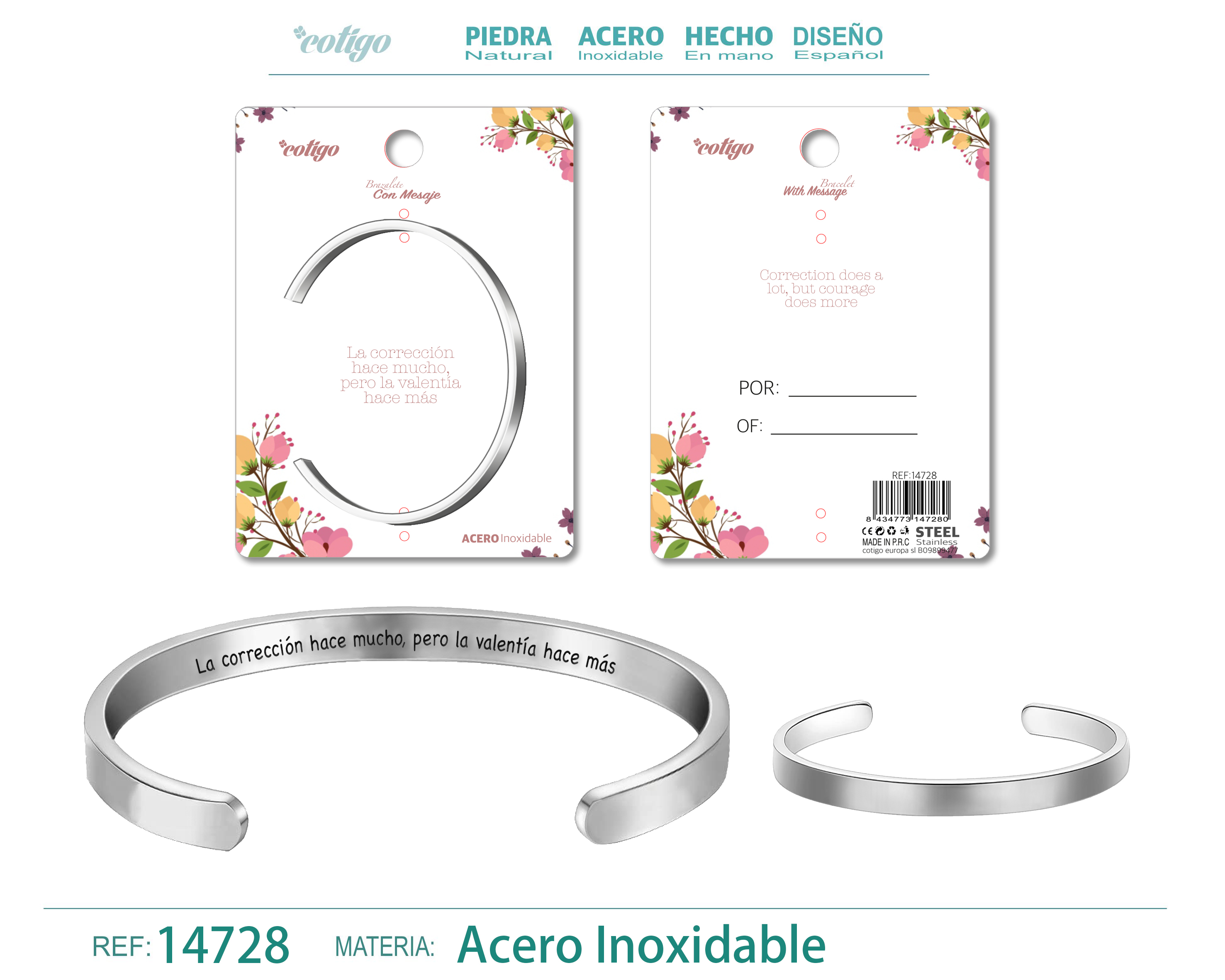 Brazalete Acero con Mensaje