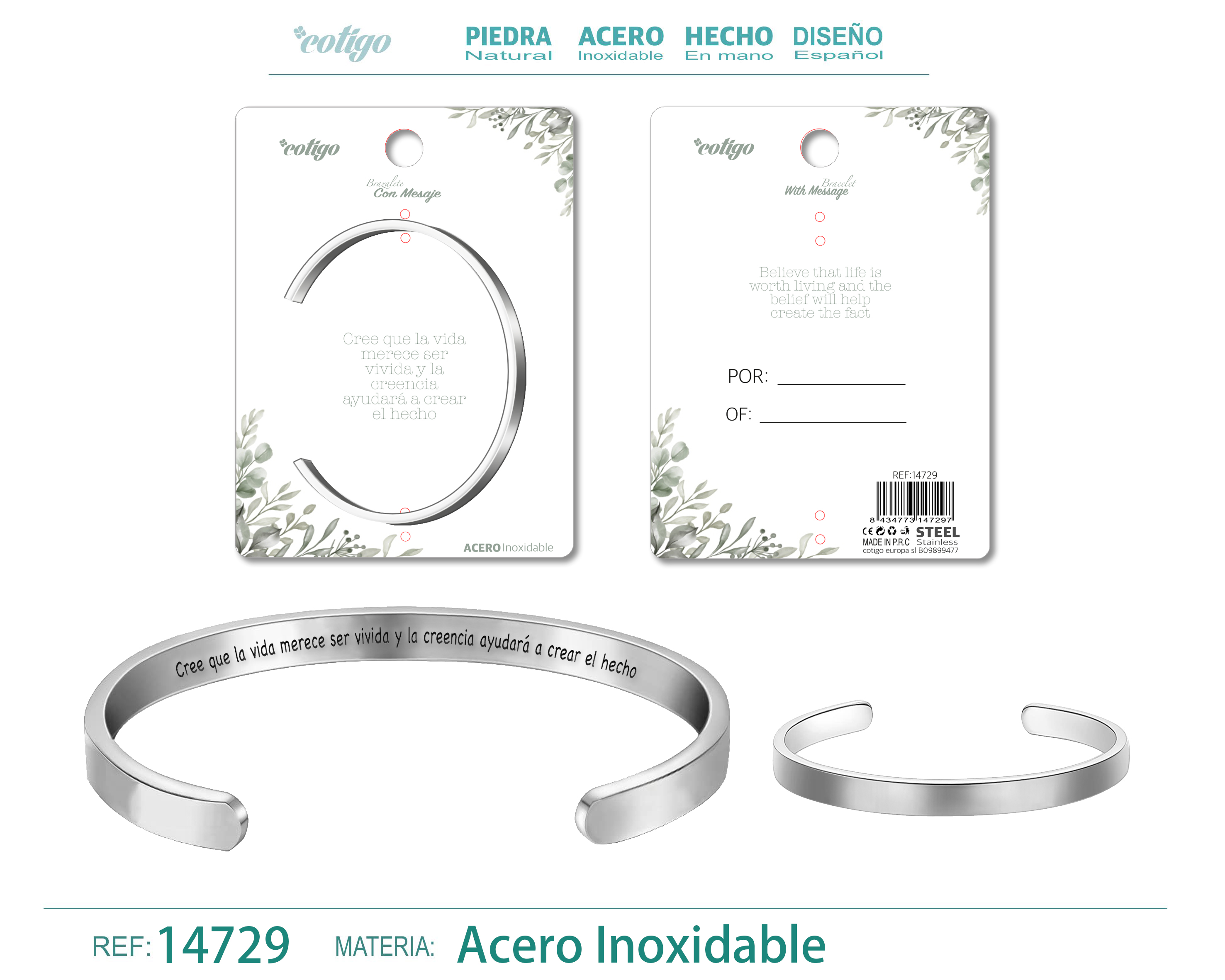 Brazalete Acero con Mensaje