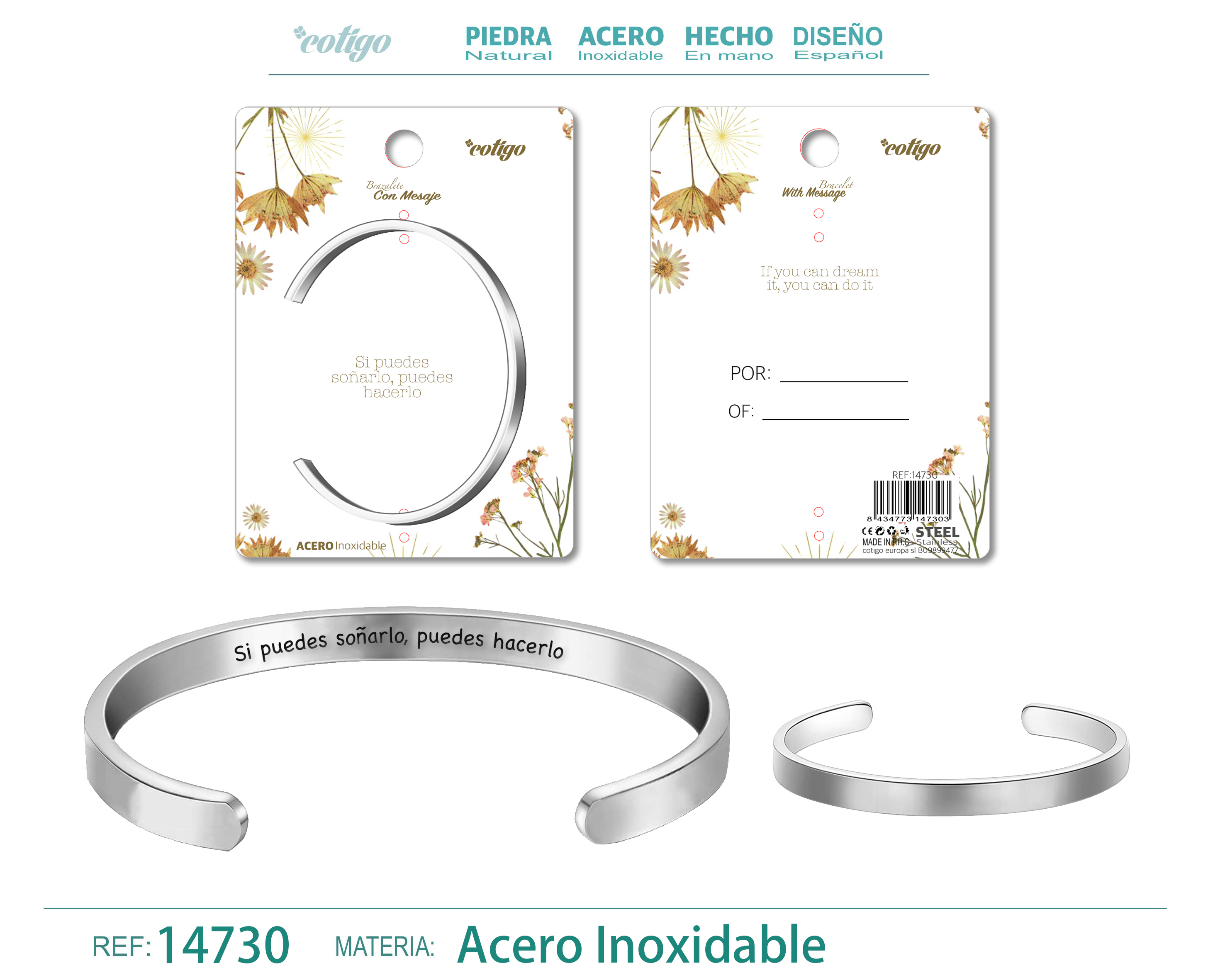 Brazalete Acero con Mensaje