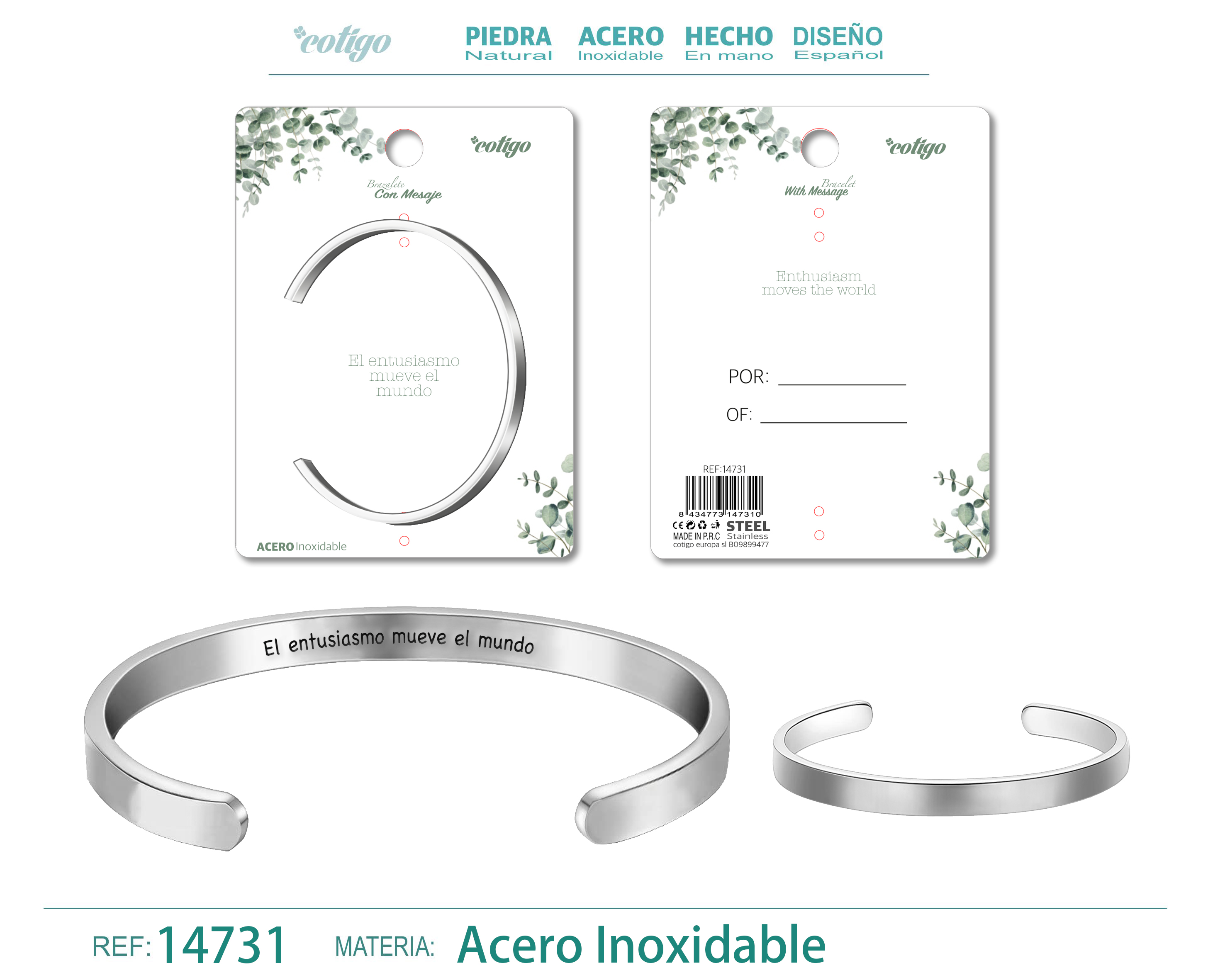 Brazalete Acero con Mensaje