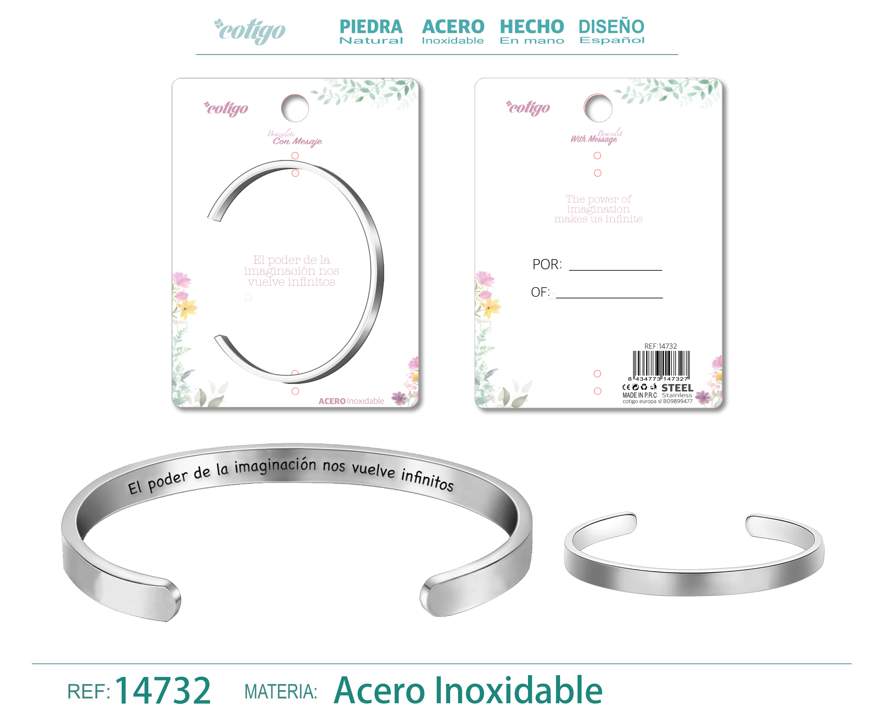 Brazalete Acero con Mensaje