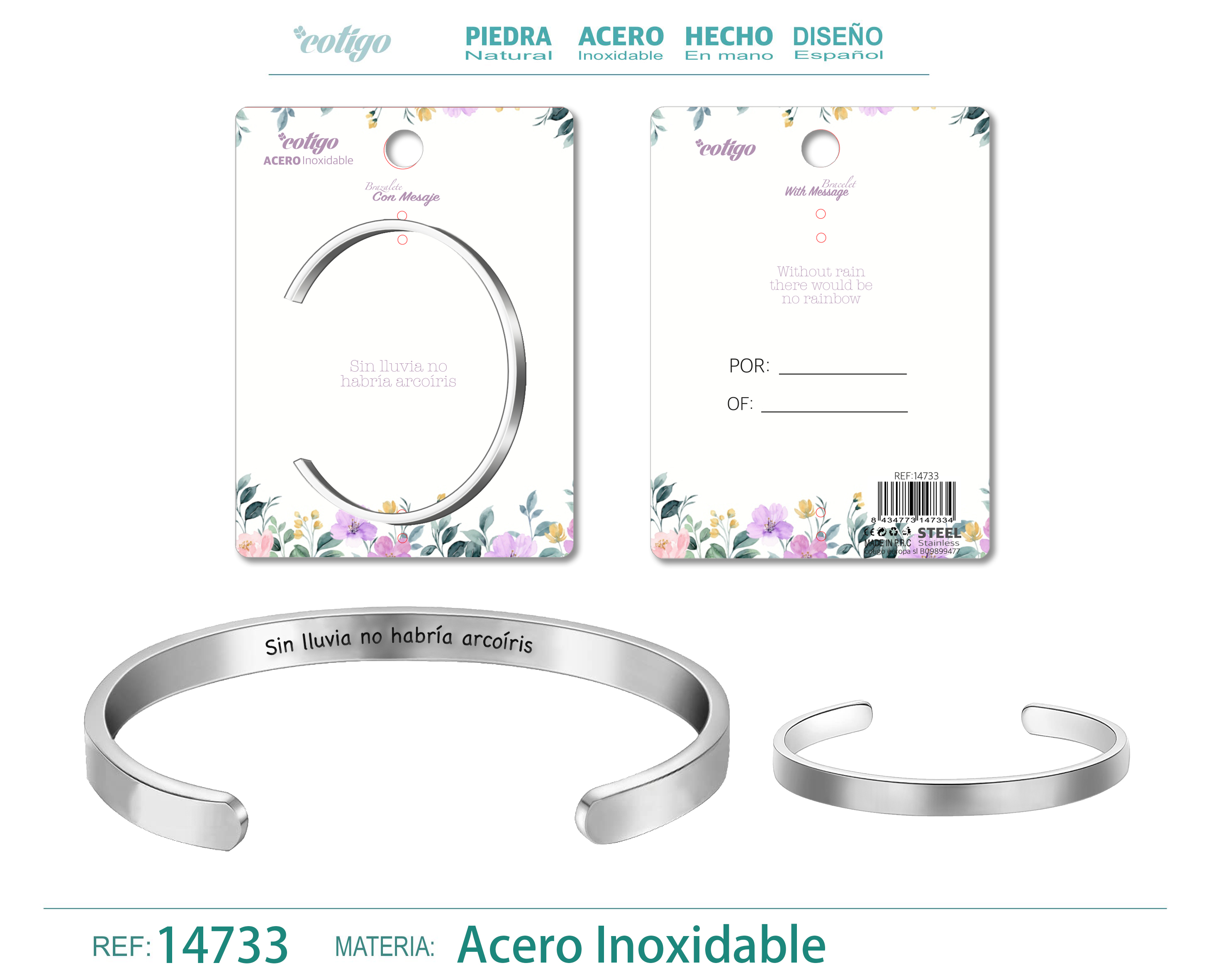 Brazalete Acero con Mensaje