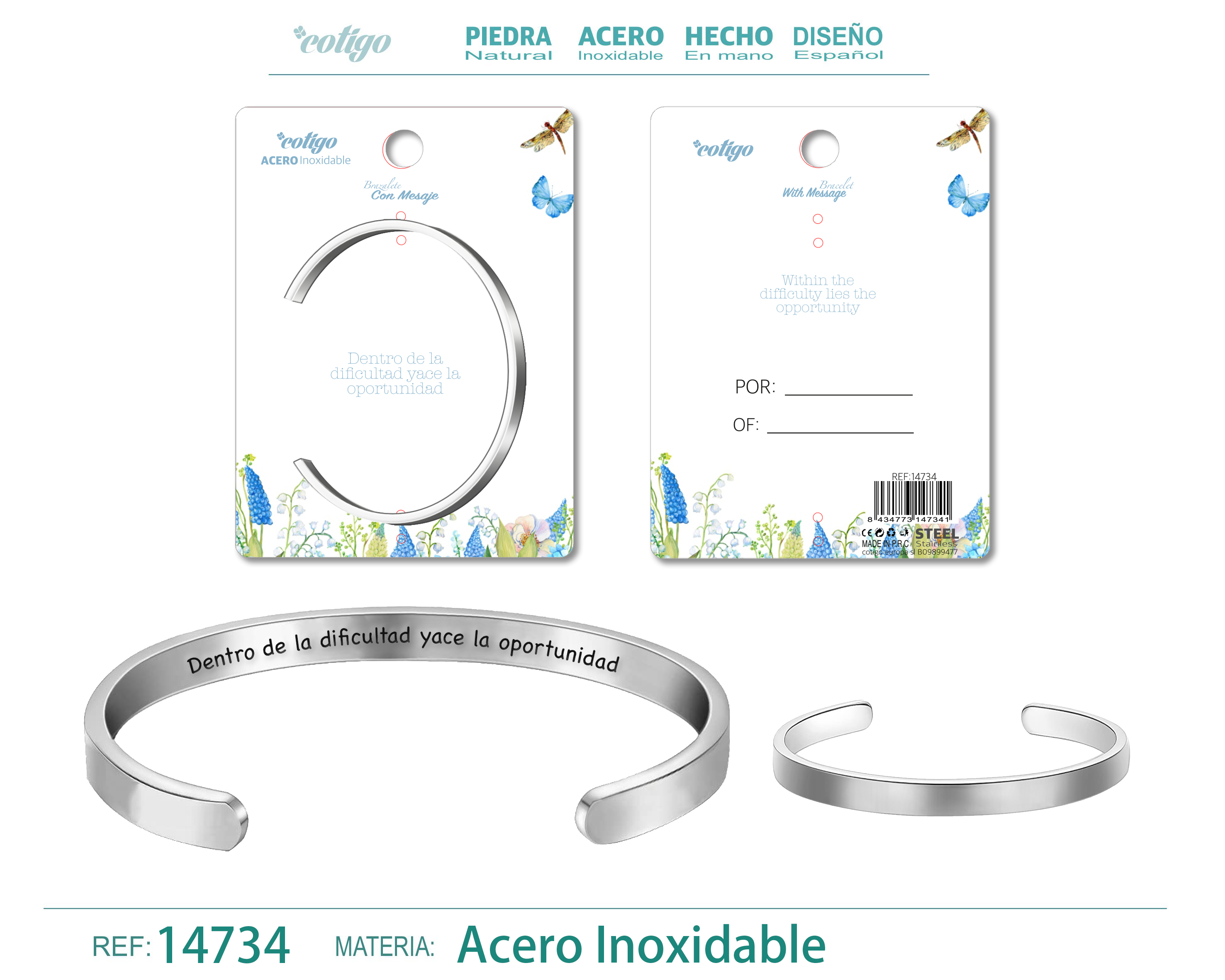 Brazalete Acero con Mensaje