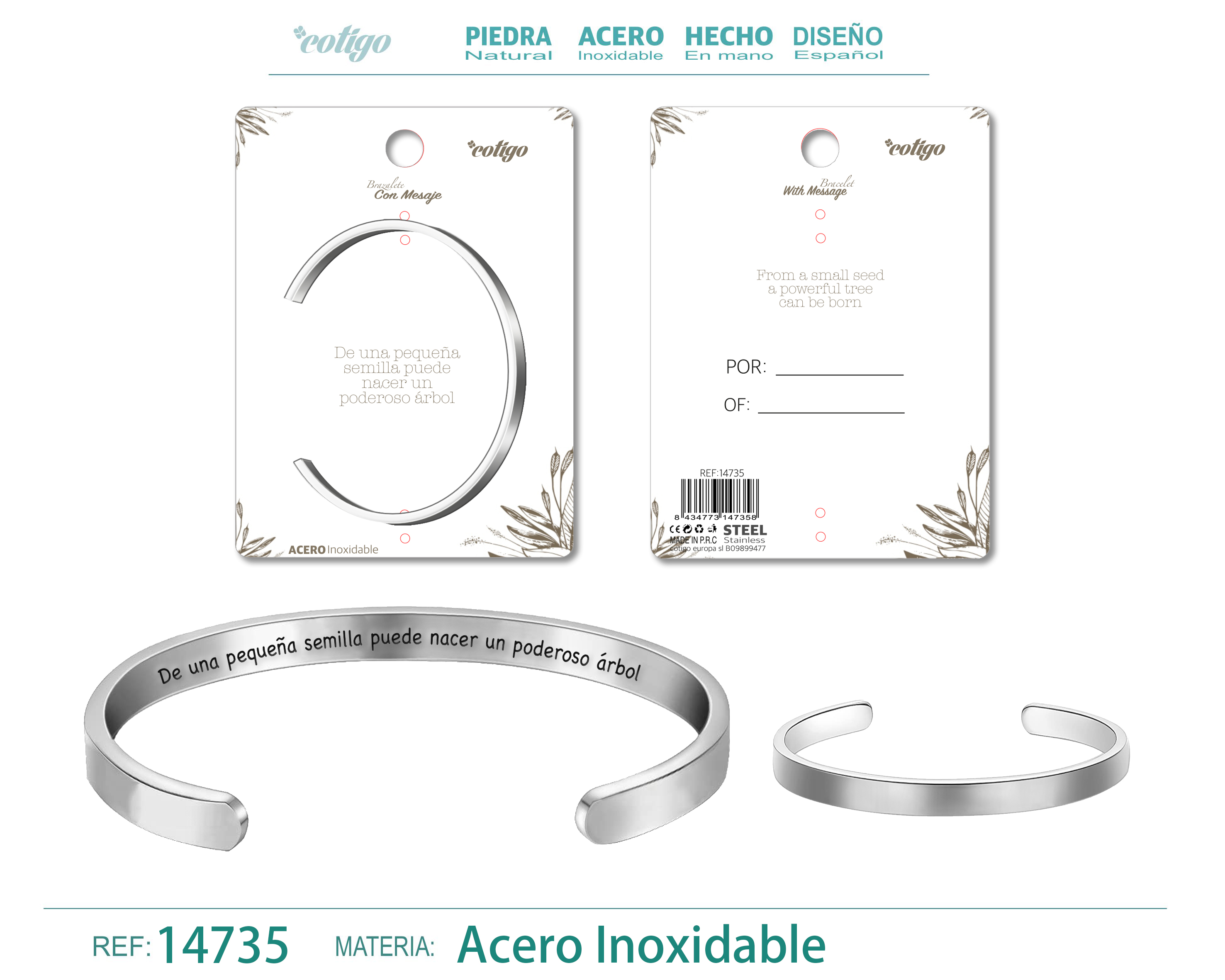Brazalete Acero con Mensaje