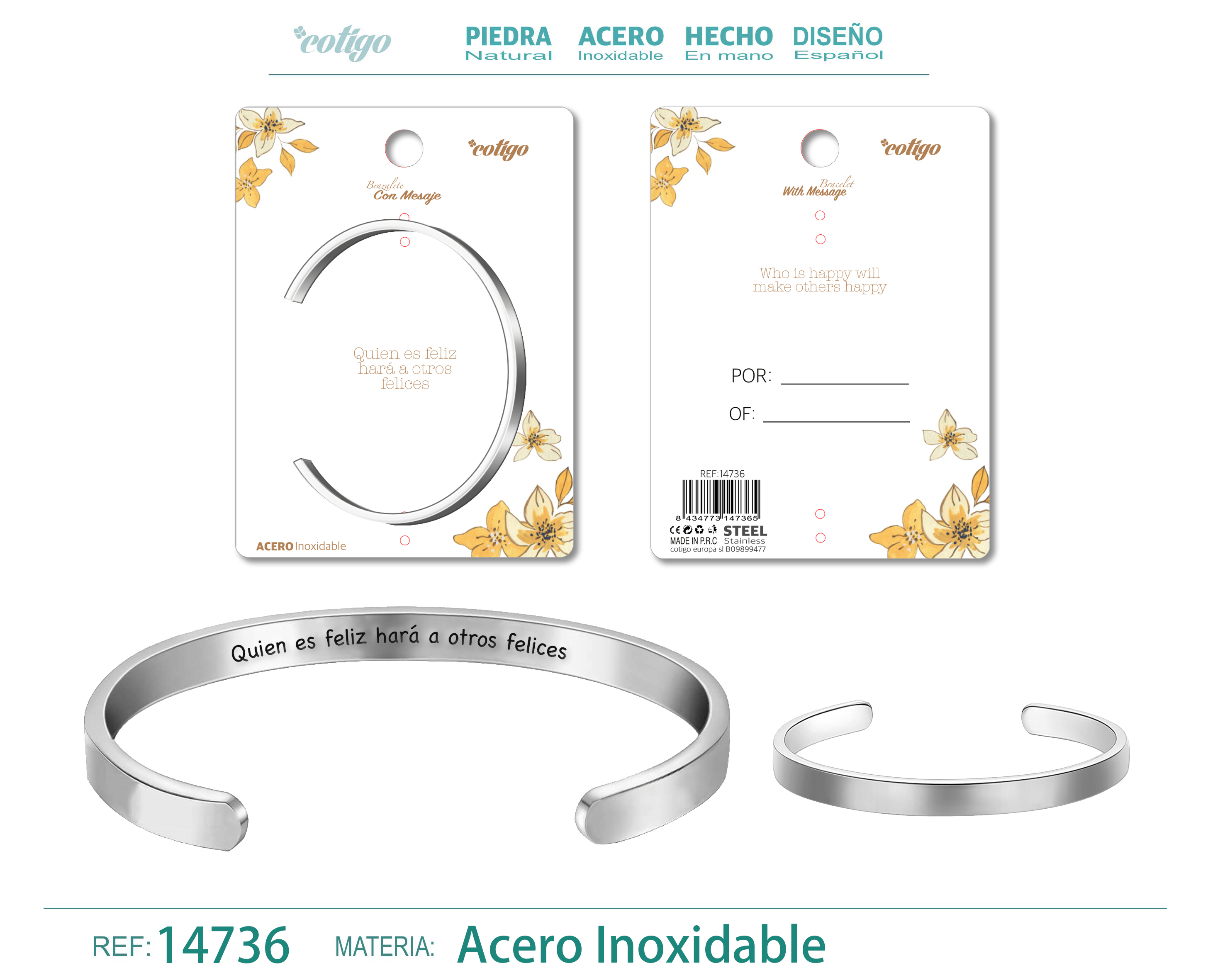 Brazalete Acero con Mensaje