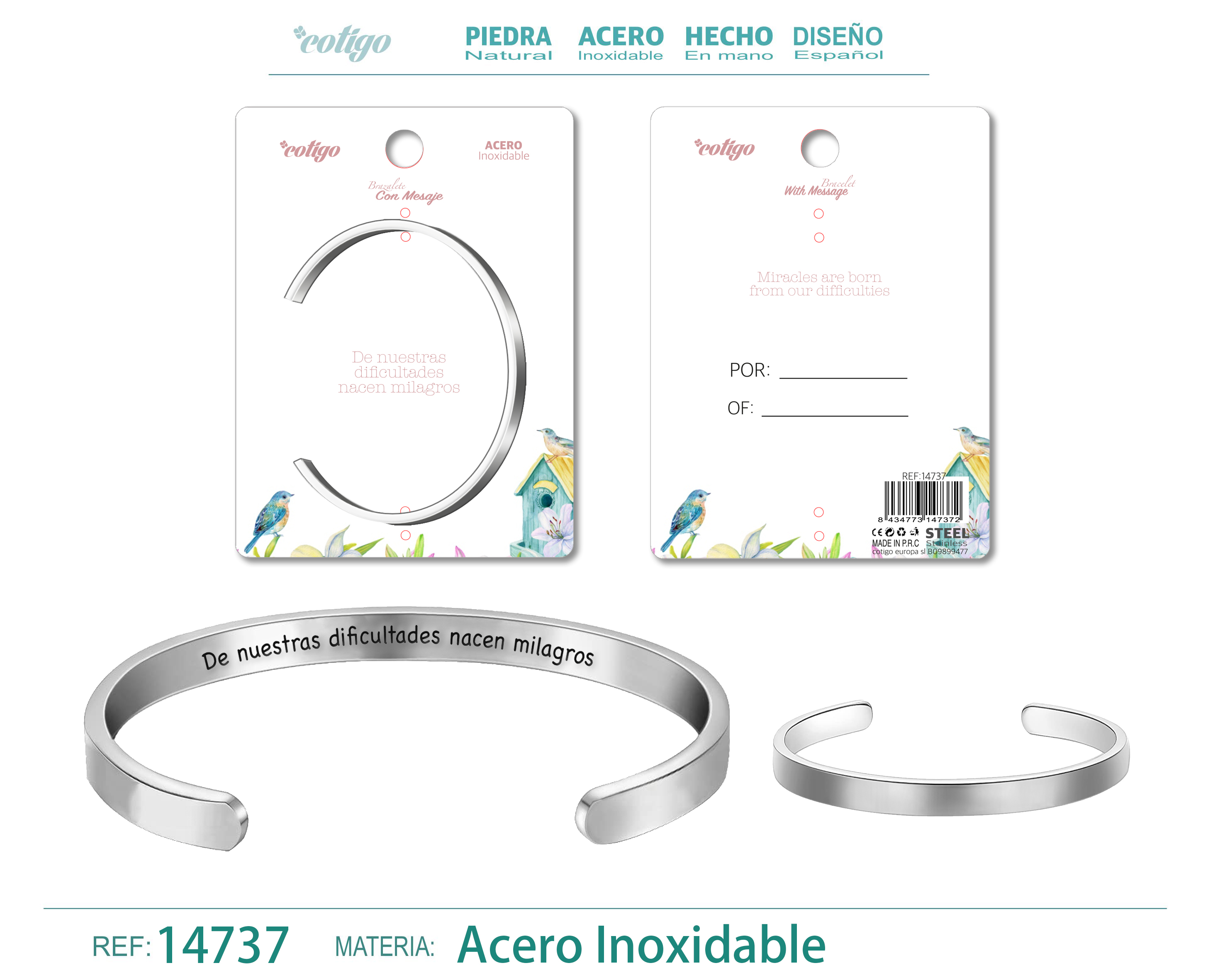 Brazalete Acero con Mensaje