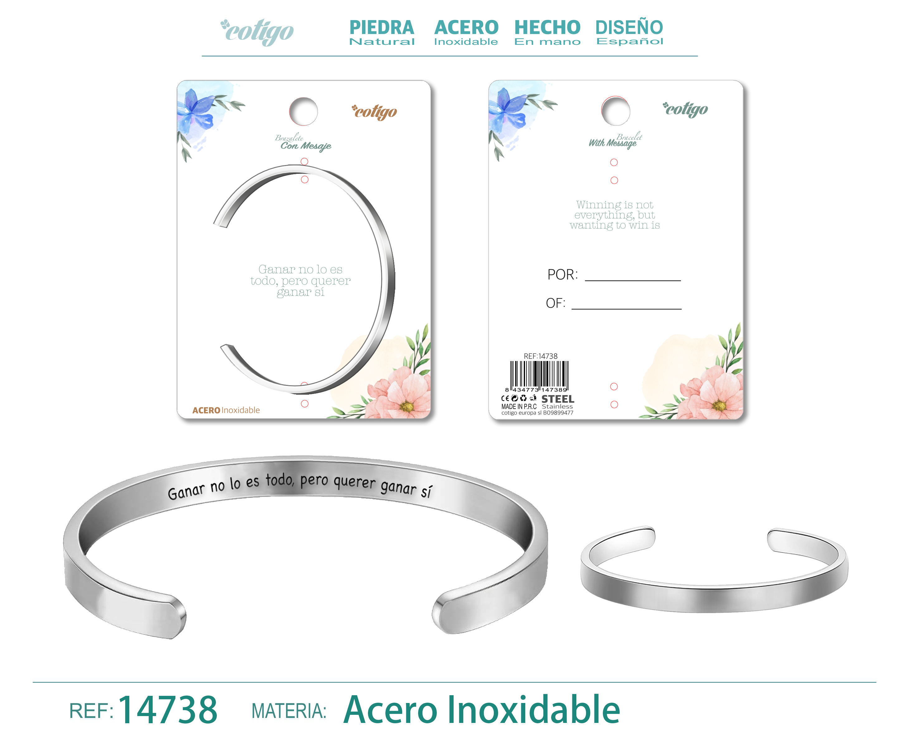 Brazalete Acero con Mensaje