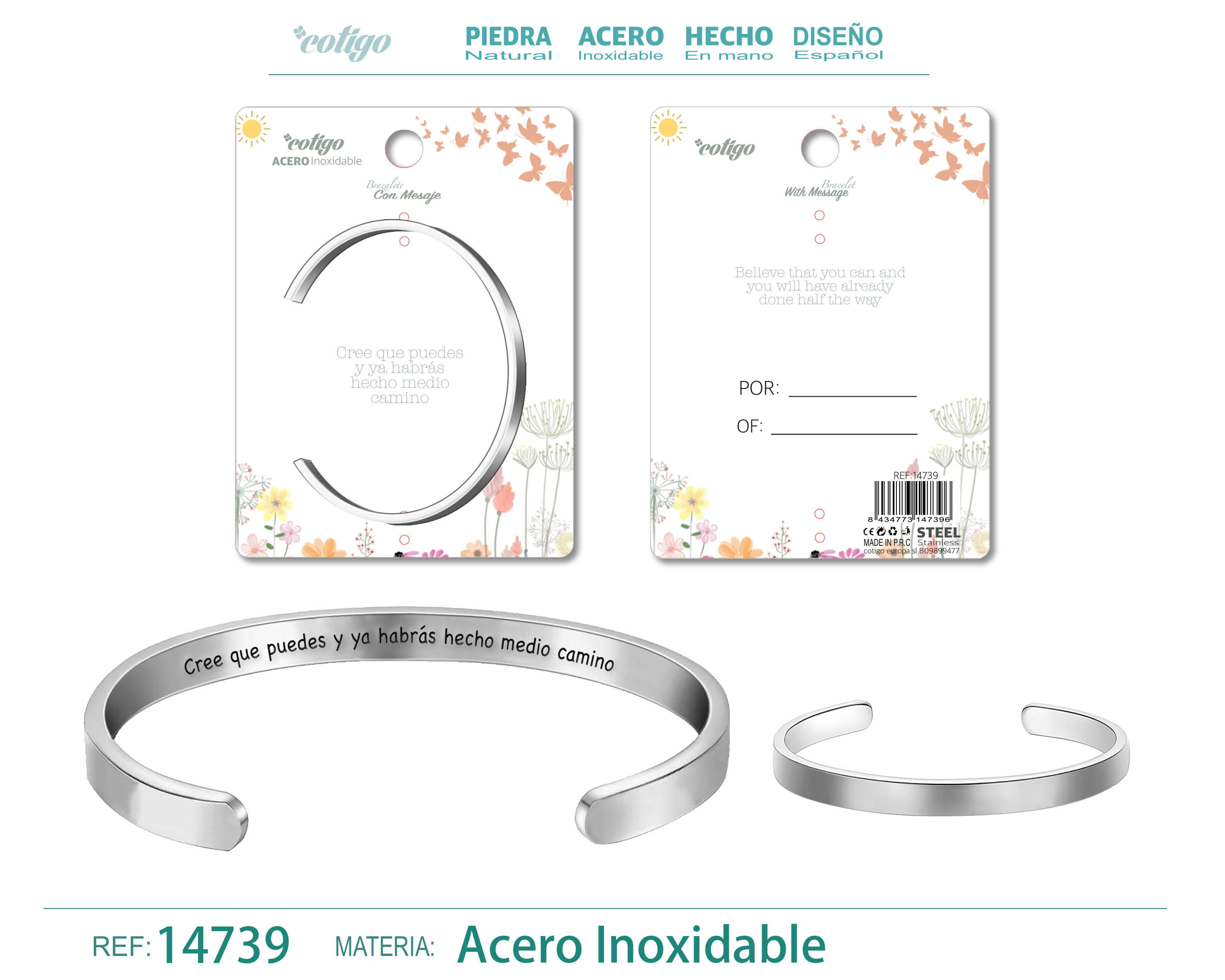 Brazalete Acero con Mensaje