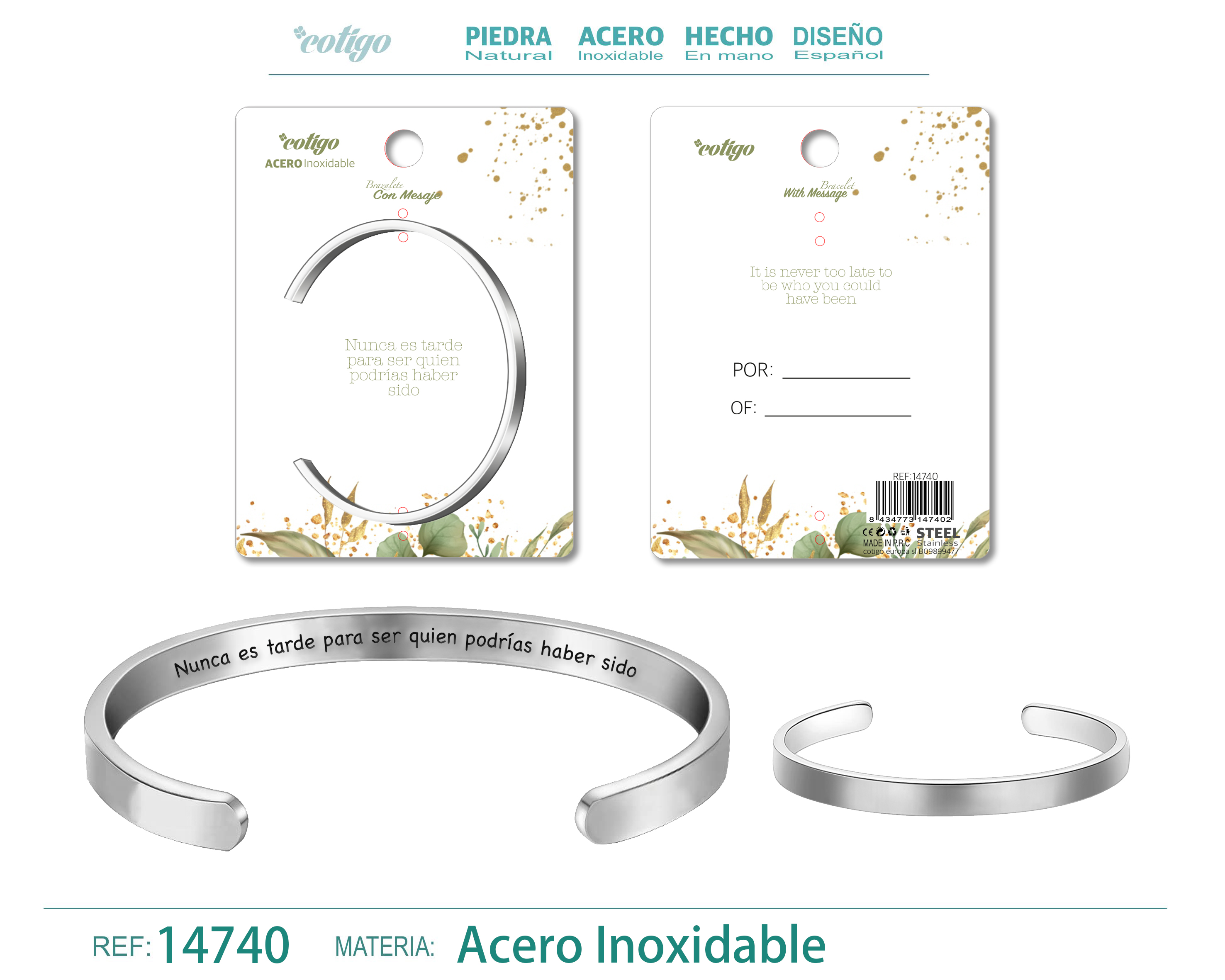 Brazalete Acero con Mensaje